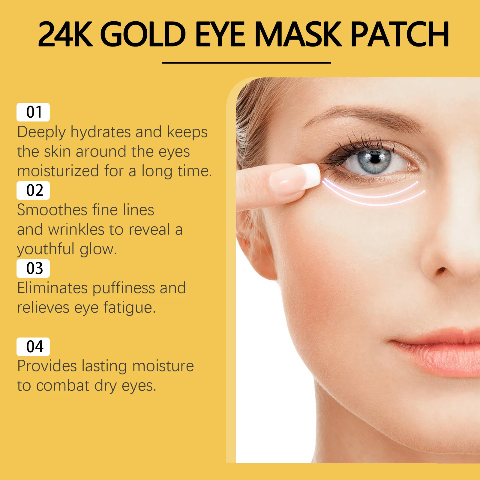 24k Gold Eye Mask Patches 60 Pieces Nourishing Anti-Wrinkle Firming Hydration 7 24k gold eye mask patches 60 pieces wes a8e6dwth desc 7