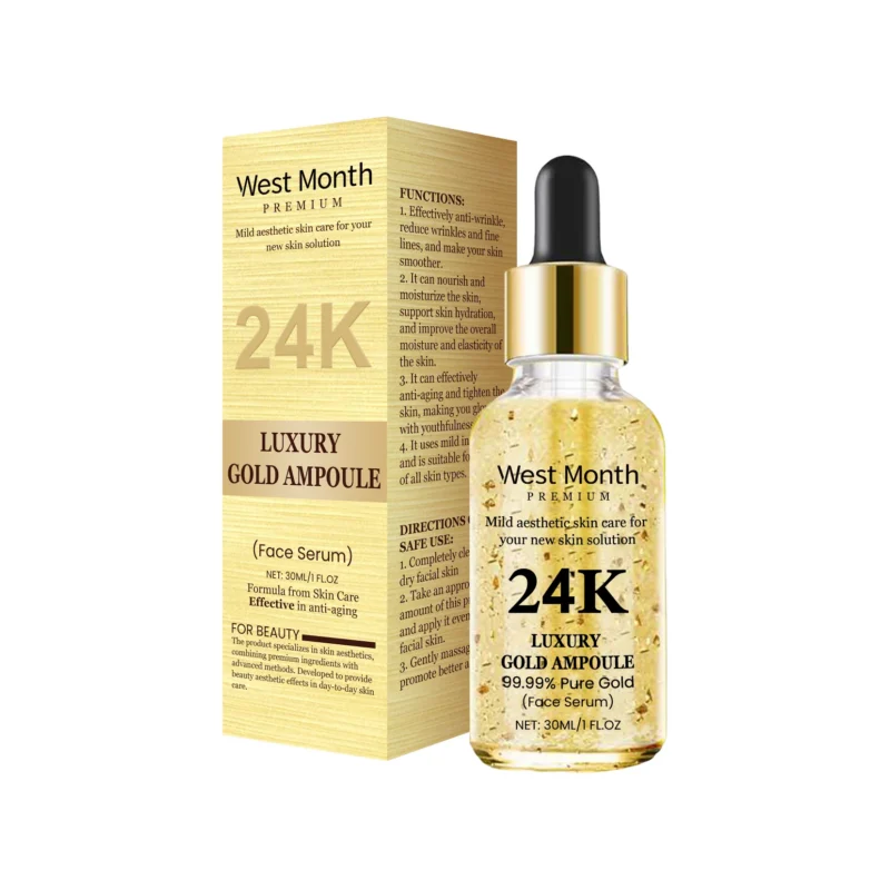24k-gold-serum-30ml-hyaluronic-acid-ceramide-wes-qtw72q9g-1 West Month 24K Gold Serum with Hyaluronic Acid and Ceramide EOS in a 30ml luxury ampoule for anti-wrinkle and deep moisturizing.