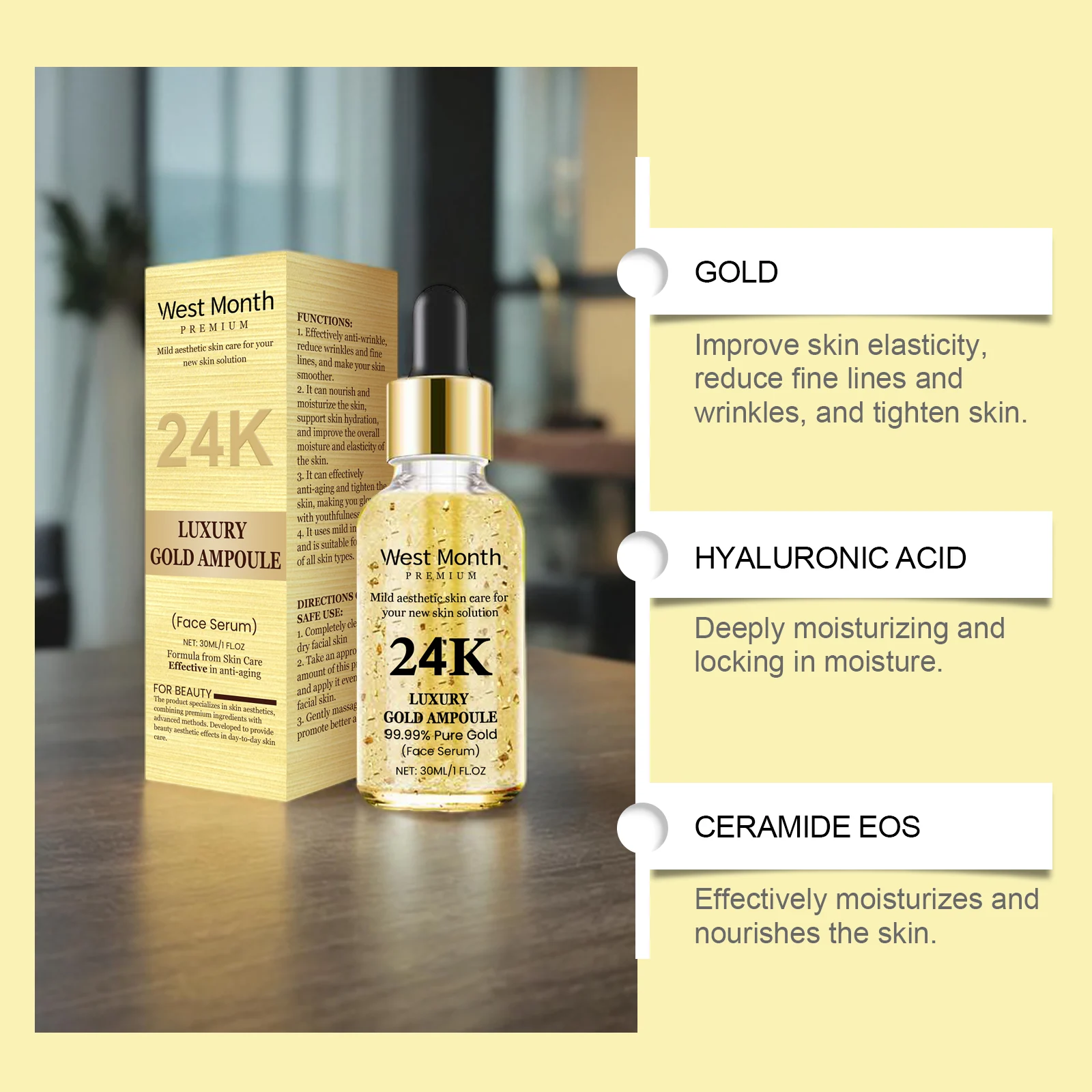 24K Gold Serum 30ml with Hyaluronic Acid & Ceramide EOS for Anti-Wrinkle & Deep Hydration 8 24k gold serum 30ml hyaluronic acid ceramide wes qtw72q9g desc 8