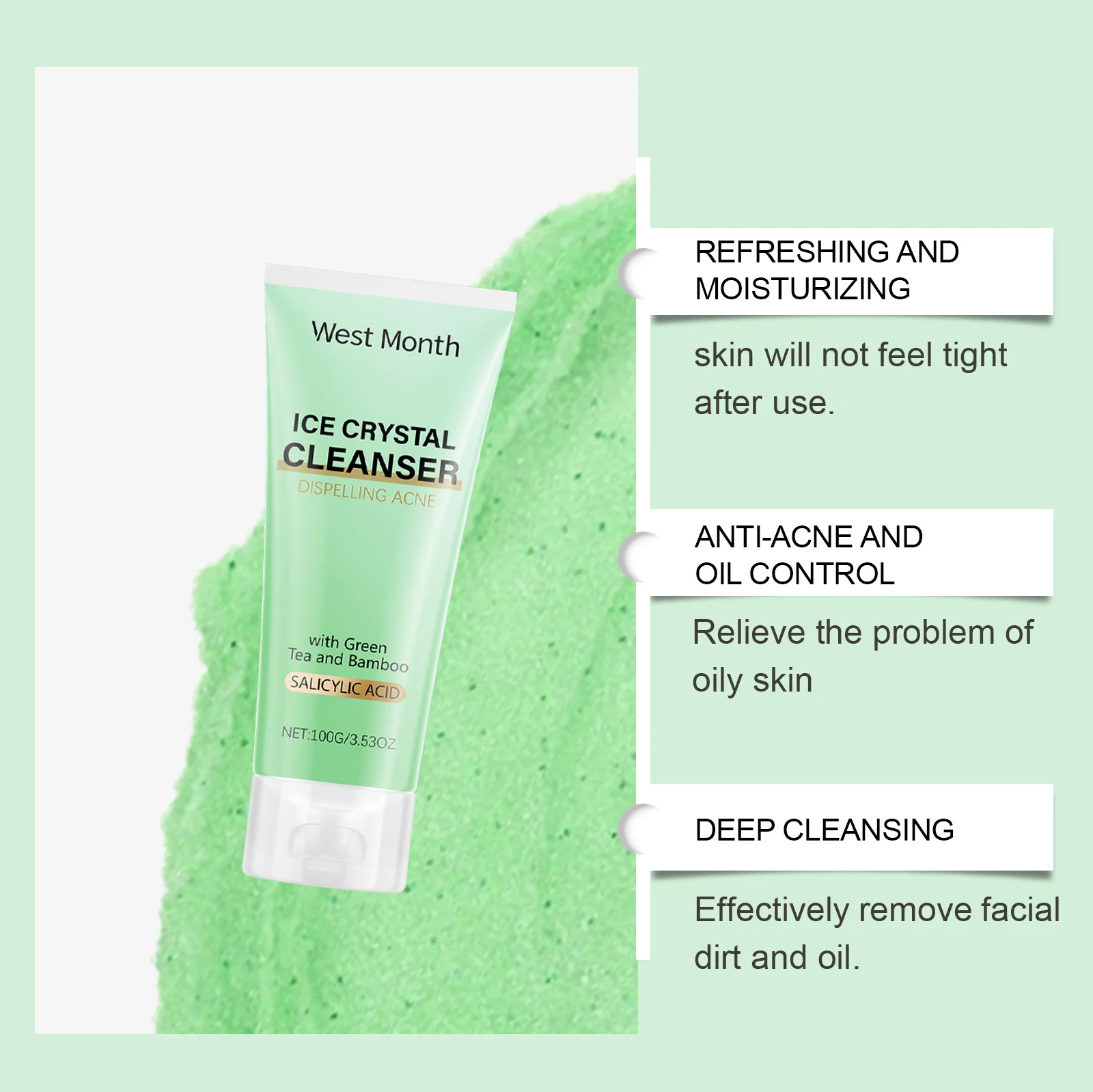 Acne-Fighting Facial Cleanser Gentle Deep Pore Cleanse Oil Control Non-Drying 100g 7 acne fighting facial cleanser oil control 100g wes zdyz3xhe desc 7