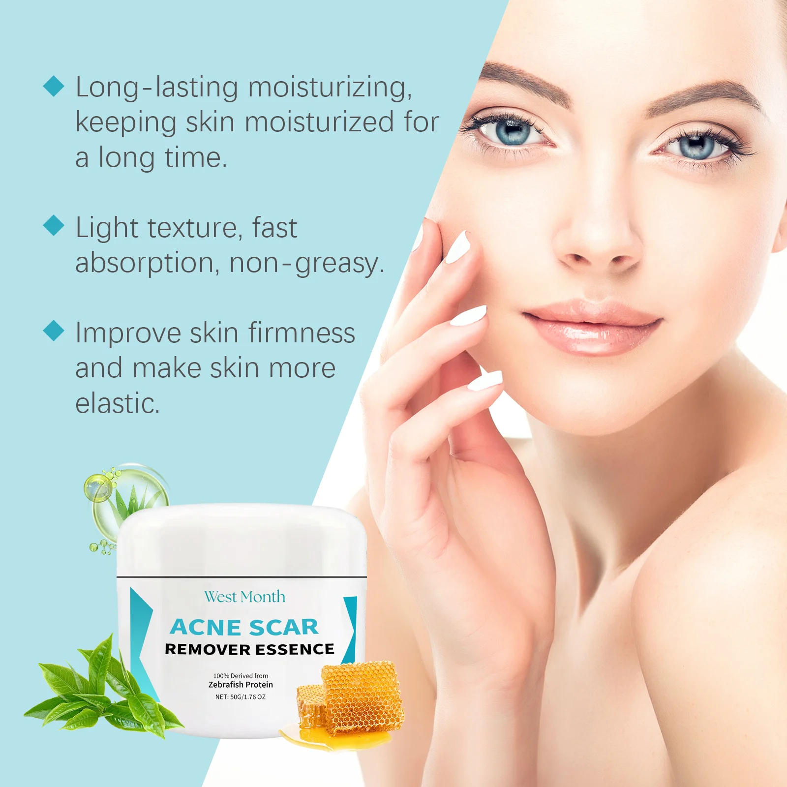 West Month Acne Scar Remover Essence with Zebrafish Protein, Facial Treatment Cream for Skin Repair & Moisturizing 8 acne scar remover essence cream wes 8yrn6rd3 desc 8