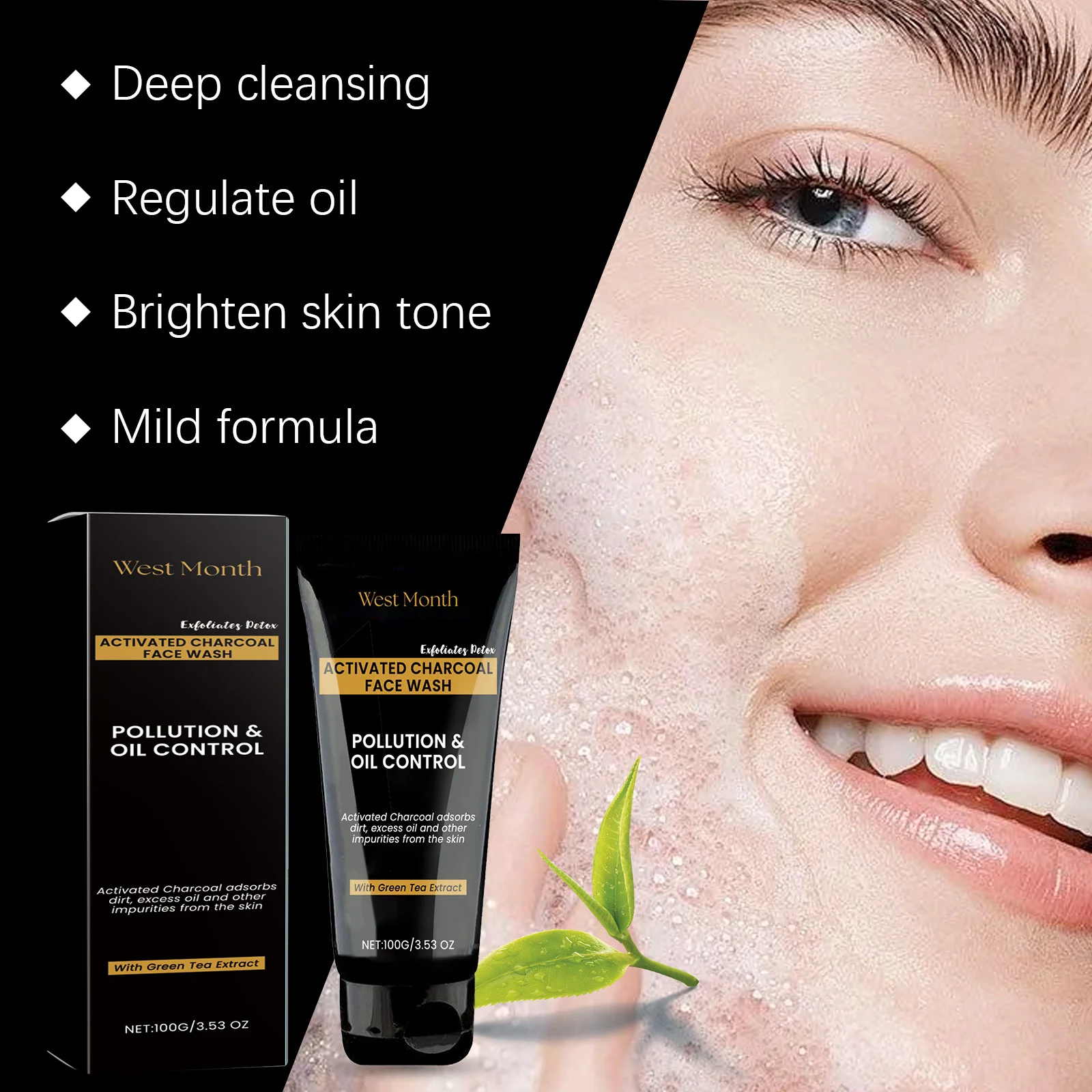 West Month Activated Charcoal Face Wash Deep Cleansing, Exfoliating, Oil Control 8 activated charcoal face wash wes mcaafnjq desc 8
