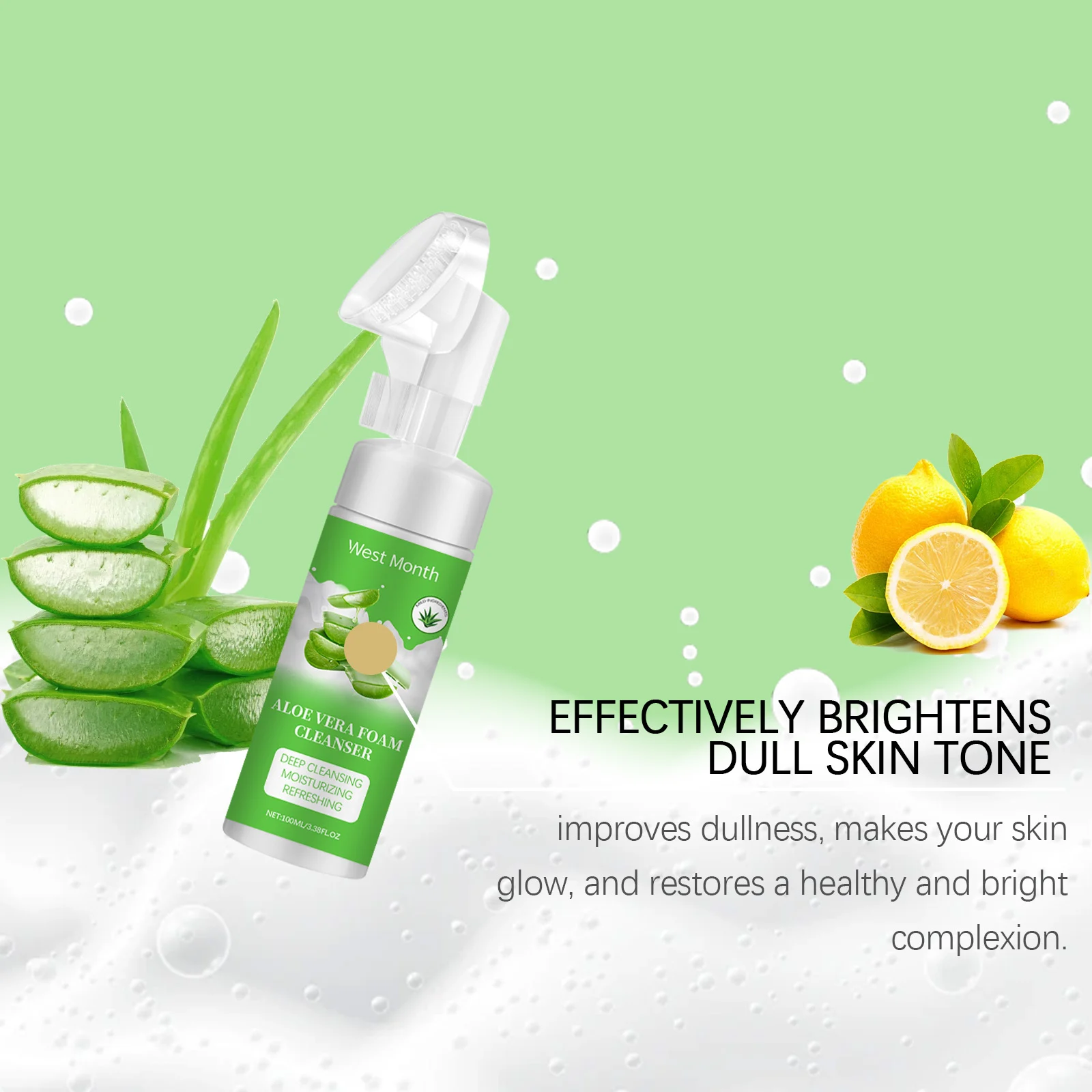 Aloe Vera Foam Cleanser Deep Cleansing Moisturizing Refreshing for All Skin Types 100ml 8 aloe vera foam cleanser deep cleansing moisturizing 100ml wes hhkp4q3g desc 8