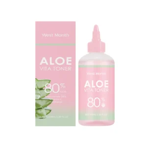 West Month Pink Aloe Vita Toner with 28% Niacinamide and Vitamin C for deep soothing and hydration.