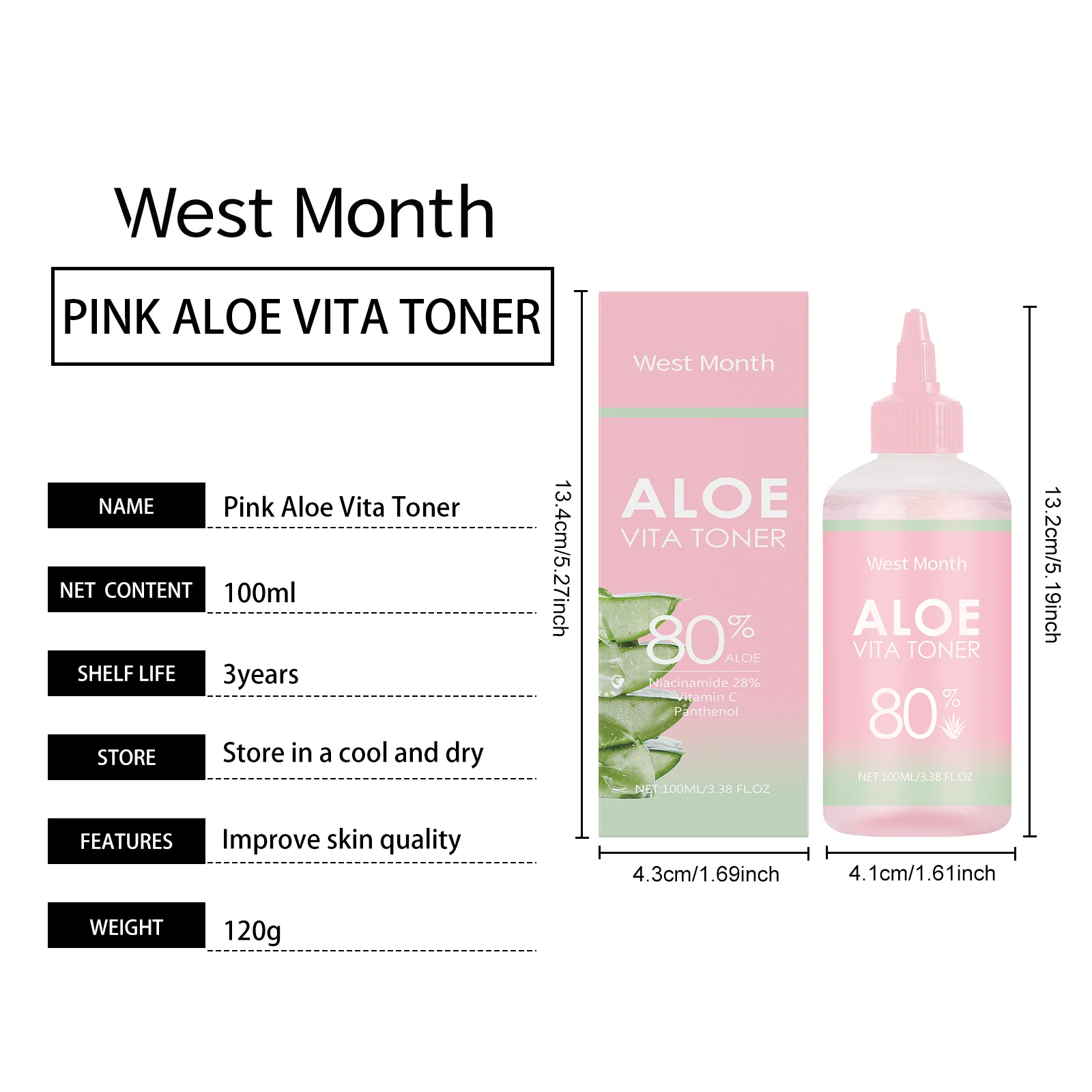 Aloe Vera Hydrating Toner 100ml with Niacinamide & Vitamin C for Soothing & Moisturizing 1 aloe vera hydrating toner 100ml niacinamide vitamin c wes av9mrubx desc 1