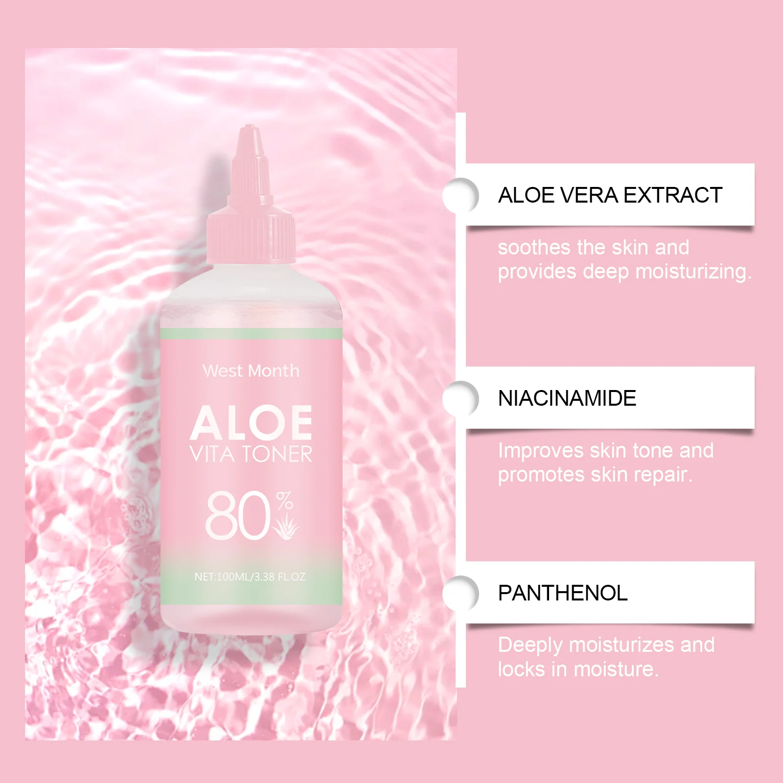Aloe Vera Hydrating Toner 100ml with Niacinamide & Vitamin C for Soothing & Moisturizing 8 aloe vera hydrating toner 100ml niacinamide vitamin c wes av9mrubx desc 8