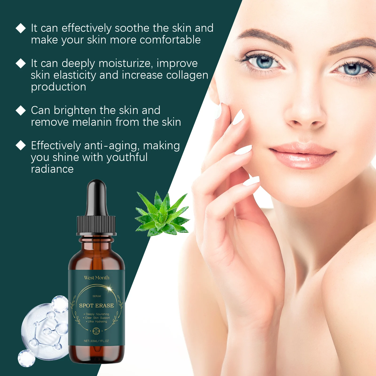 Aloe Vera Serum with Hyaluronic Acid 30ml for Moisturizing and Anti-Aging 5 aloe vera serum with hyaluronic acid 30ml wes 993z4mce desc 5