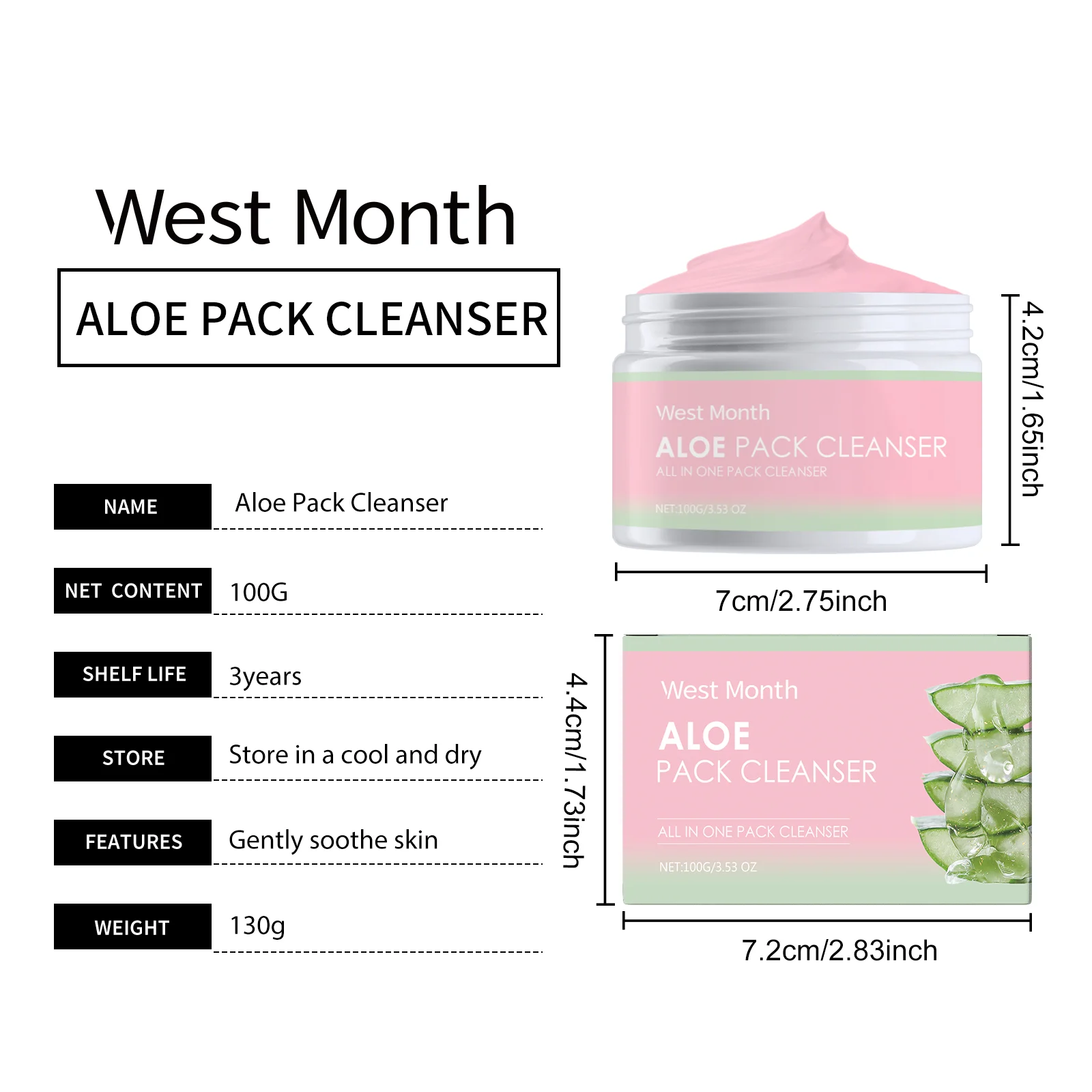 Aloe Vera Soothing Cleansing Paste Gentle Face Wash for Sensitive Skin 100g 1 aloe vera soothing cleansing paste gentle face wash 100g wes 9qs9py8f desc 1