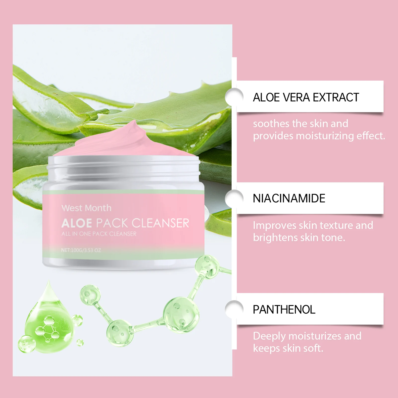 Aloe Vera Soothing Cleansing Paste Gentle Face Wash for Sensitive Skin 100g 8 aloe vera soothing cleansing paste gentle face wash 100g wes 9qs9py8f desc 8