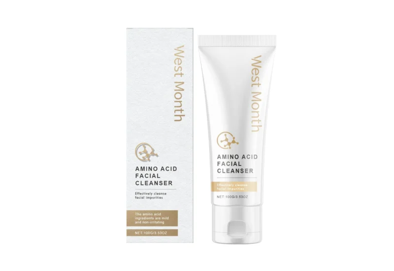 West Month Amino Acid Facial Cleanser 100g bottle with key ingredients like Matsutake Extract and Hyaluronic Acid