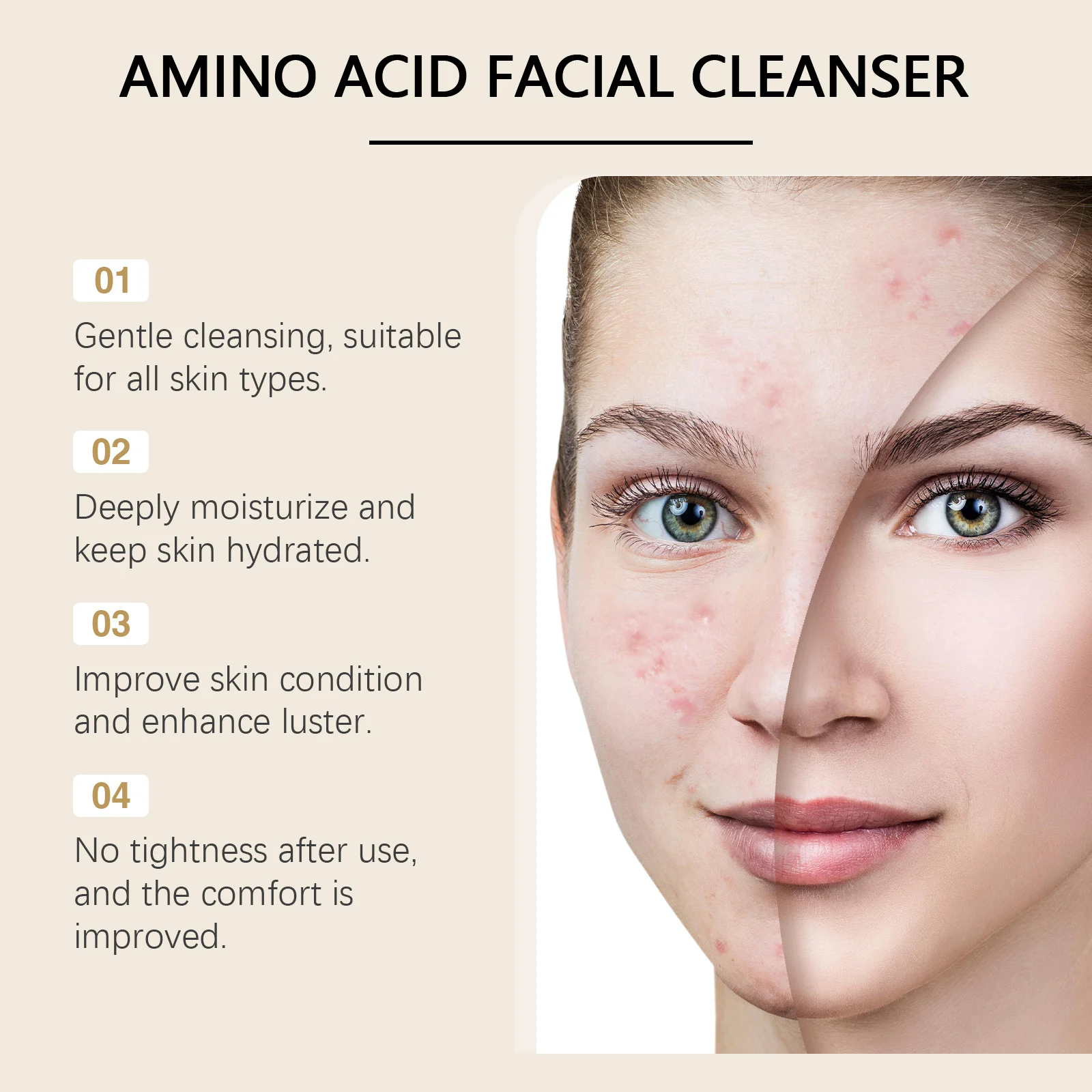 Amino Acid Facial Cleanser 100g Gentle Cleansing Improves Skin Condition 5 amino acid facial cleanser 100g wes 57hupur5 desc 5