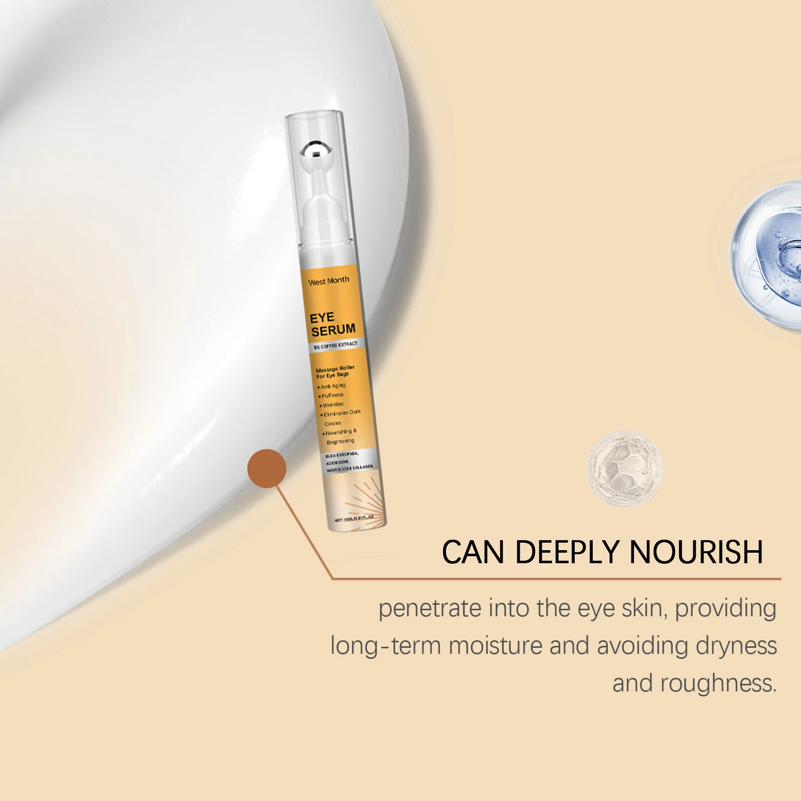 West Month Eye Serum with Massage Roller for Anti-Aging, Puffiness, and Dark Circles 8 anti aging eye serum roller wes rgvbtbm2 desc 8