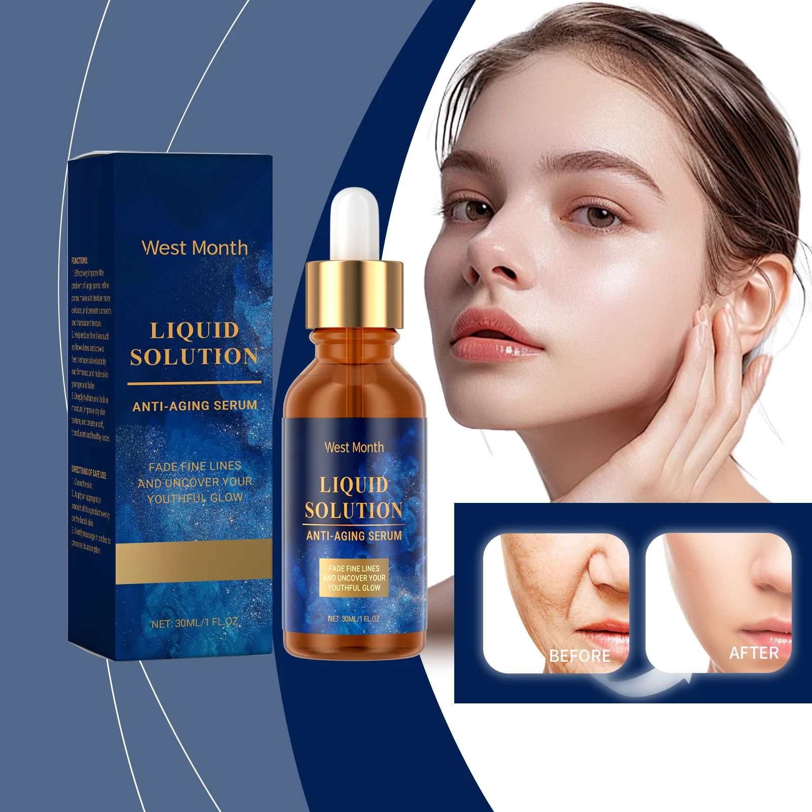 Anti-Aging Serum Firming Facial Essence 30ml, Hydrates & Refines Pores 2 anti aging facial firming serum 30ml wes 85chpkud desc 2