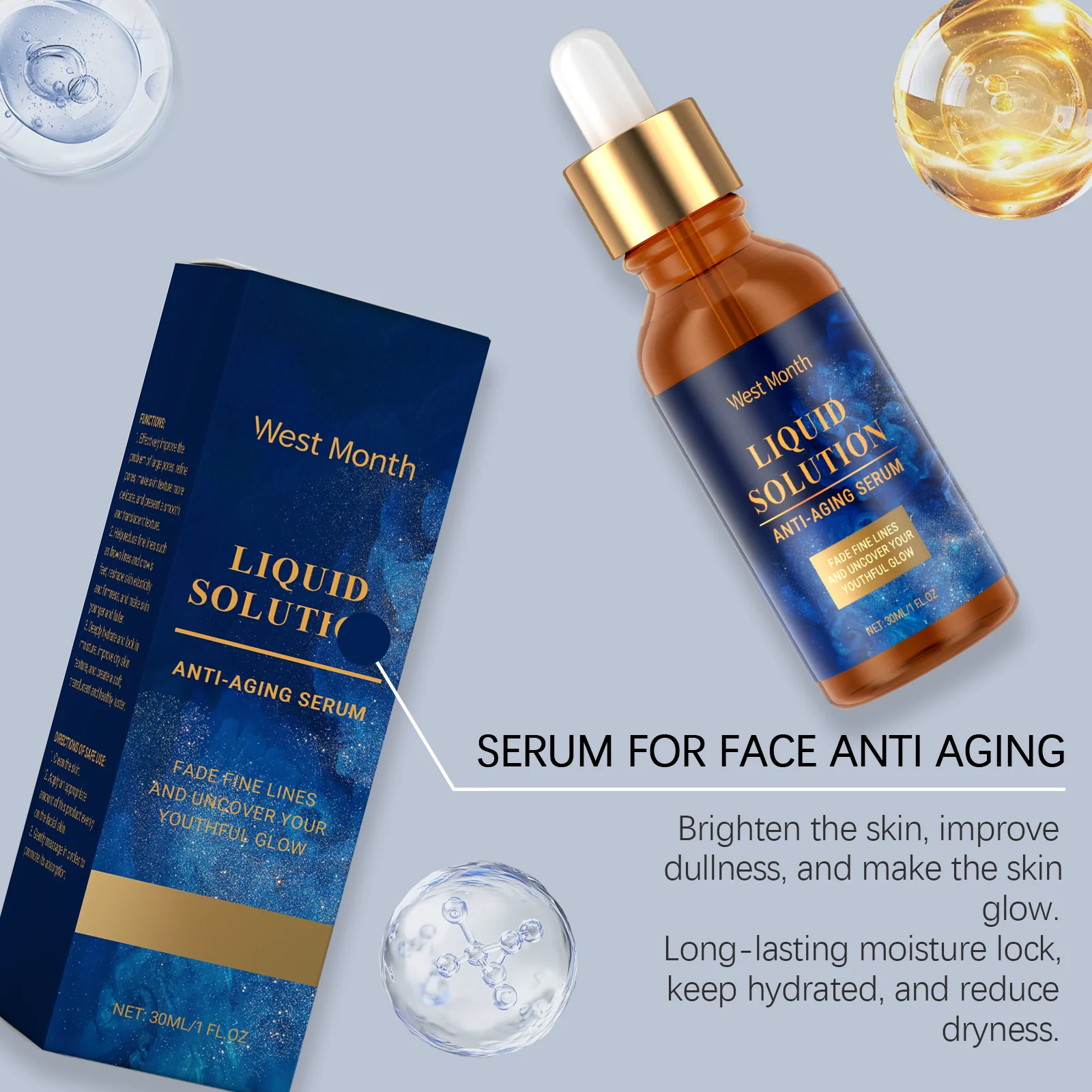 Anti-Aging Serum Firming Facial Essence 30ml, Hydrates & Refines Pores 8 anti aging facial firming serum 30ml wes 85chpkud desc 8
