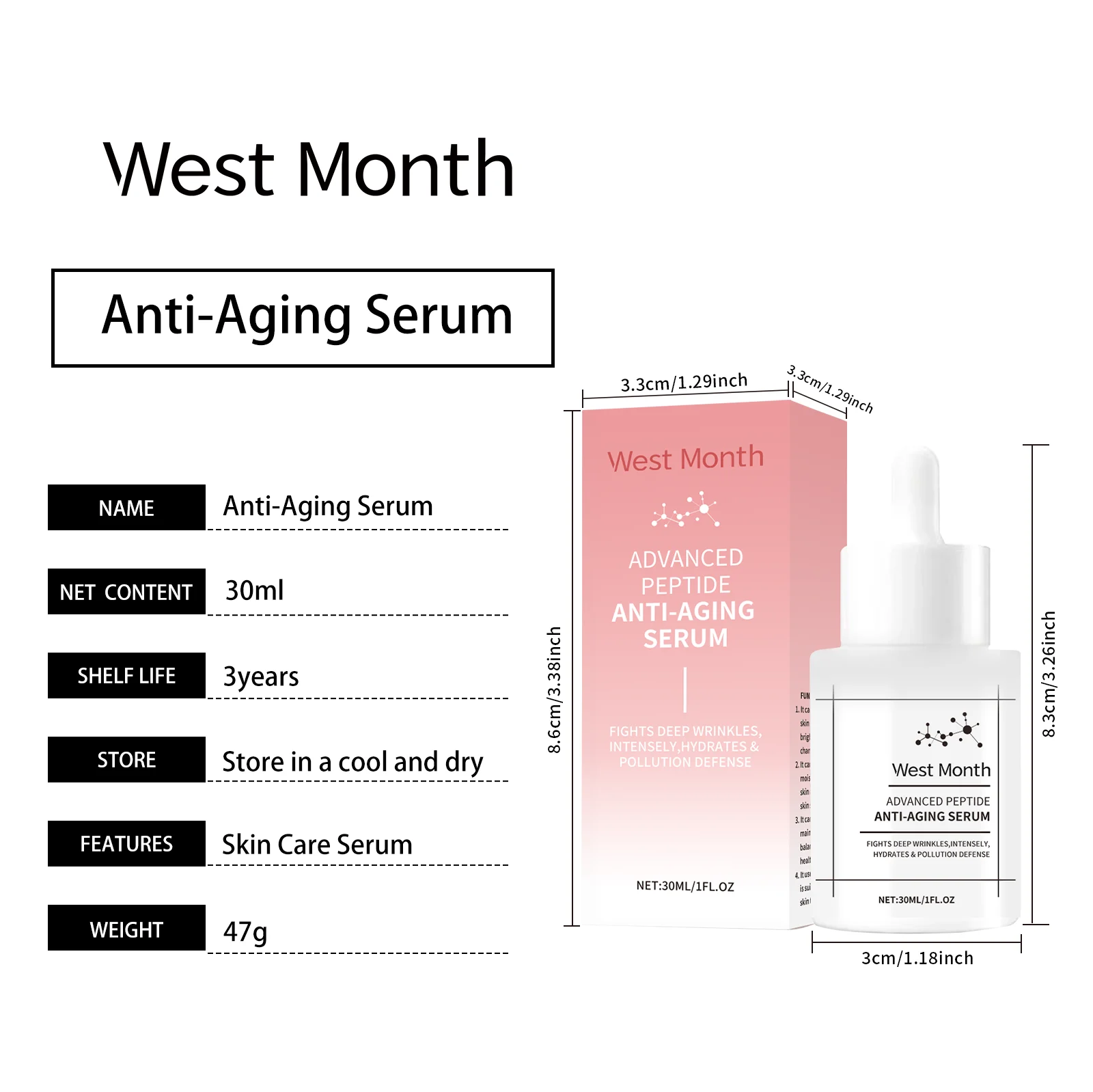 West Month Advanced Peptide Anti-Aging Serum | Fights Wrinkles & Hydrates 1 anti aging facial serum wes pq8bmjuy desc 1