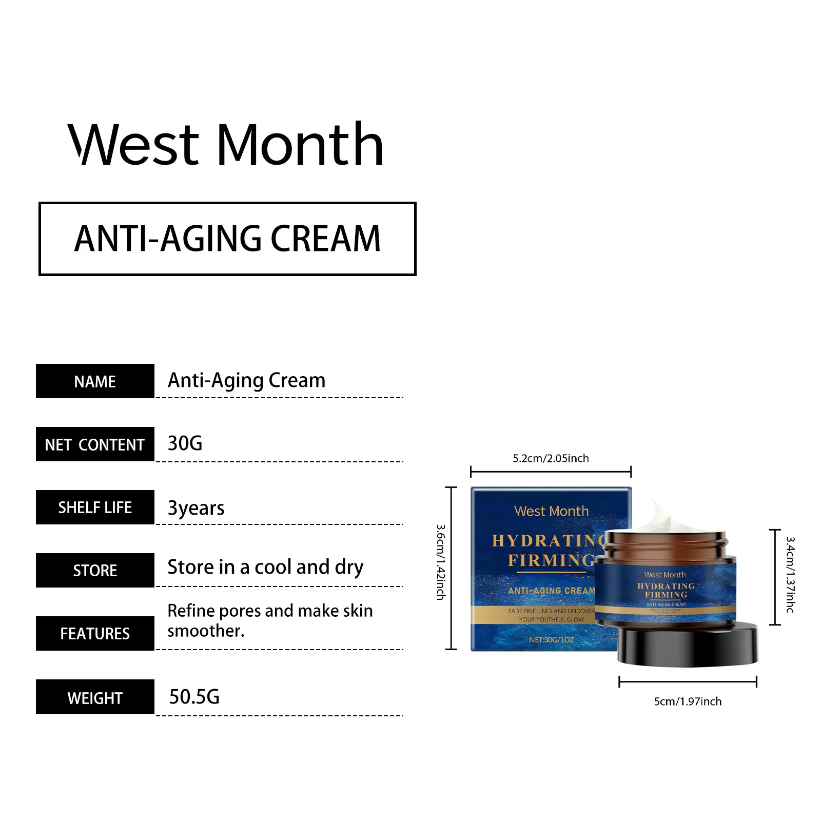 Anti-Aging Cream 30g Firming & Hydrating Face Cream to Reduce Fine Lines & Wrinkles 1 anti aging firming hydrating face cream 30g wes hvcbjf5v desc 1