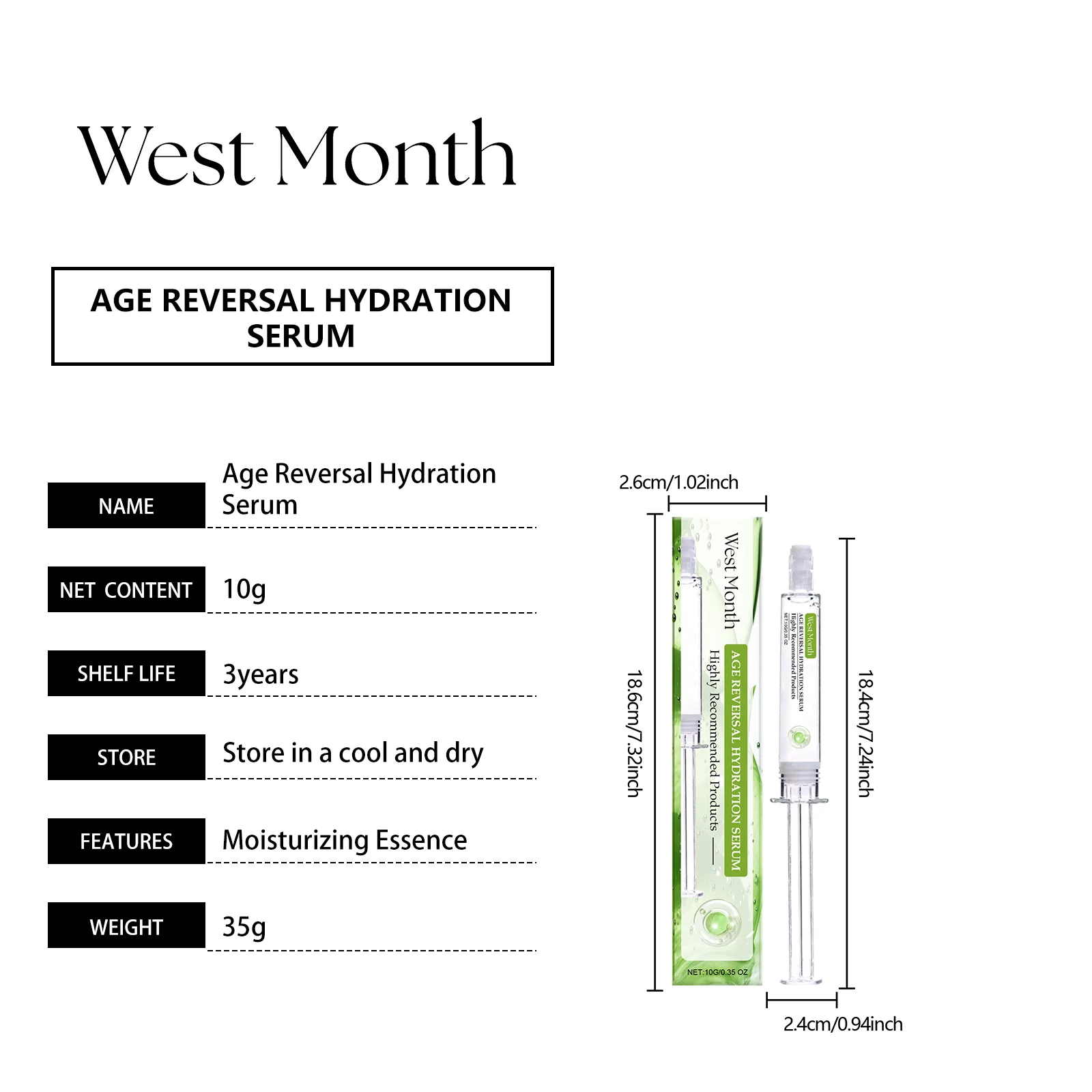 West Month Anti-Aging Hydration Serum, Moisturizing Essence with Dextran & Trehalose 1 anti aging hydration serum wes 7ems8kqb desc 1