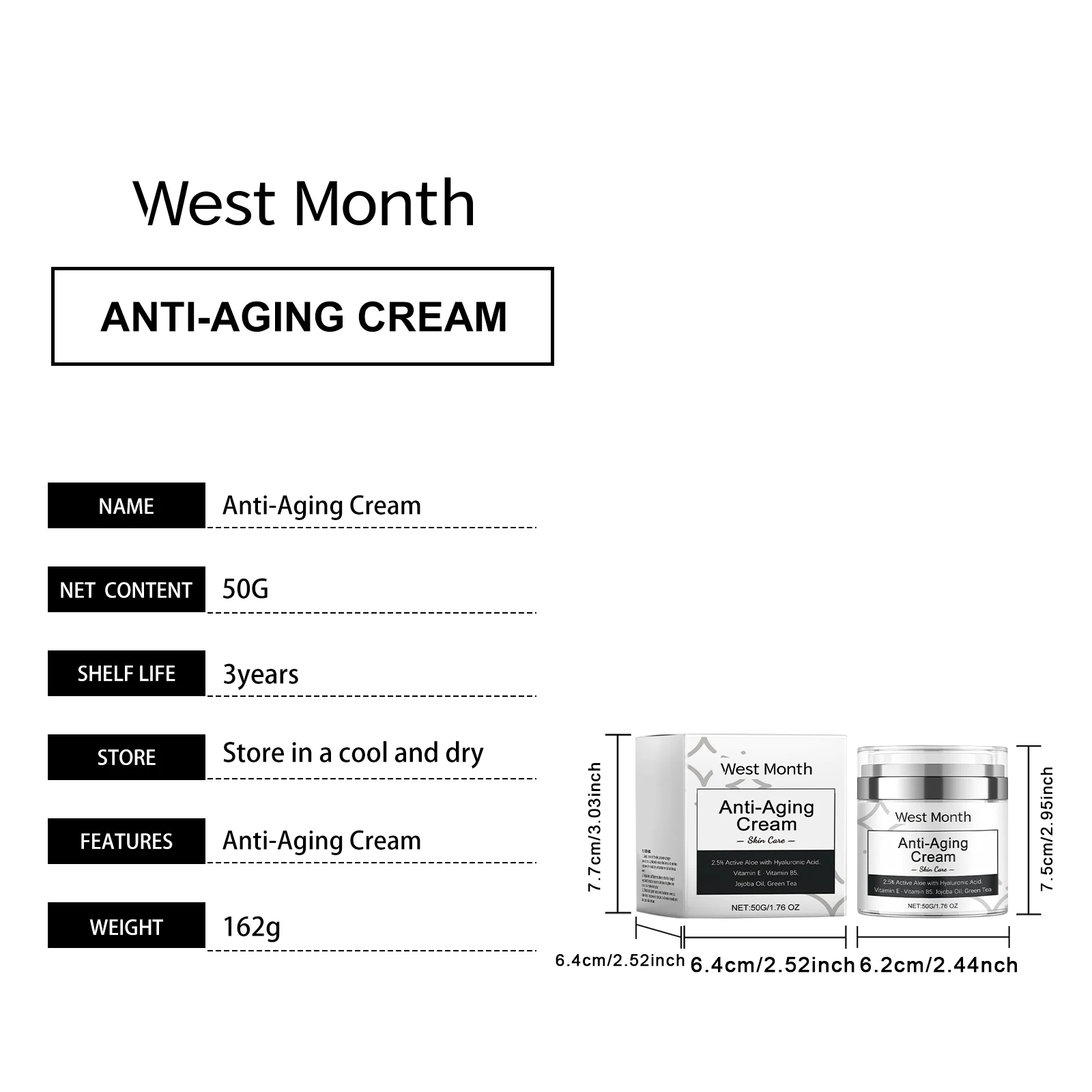 West Month Anti-Aging Cream with Hyaluronic Acid & Vitamin E - Hydrating & Firming Moisturizer 1 anti aging moisturizing cream wes wtuss8gg desc 1