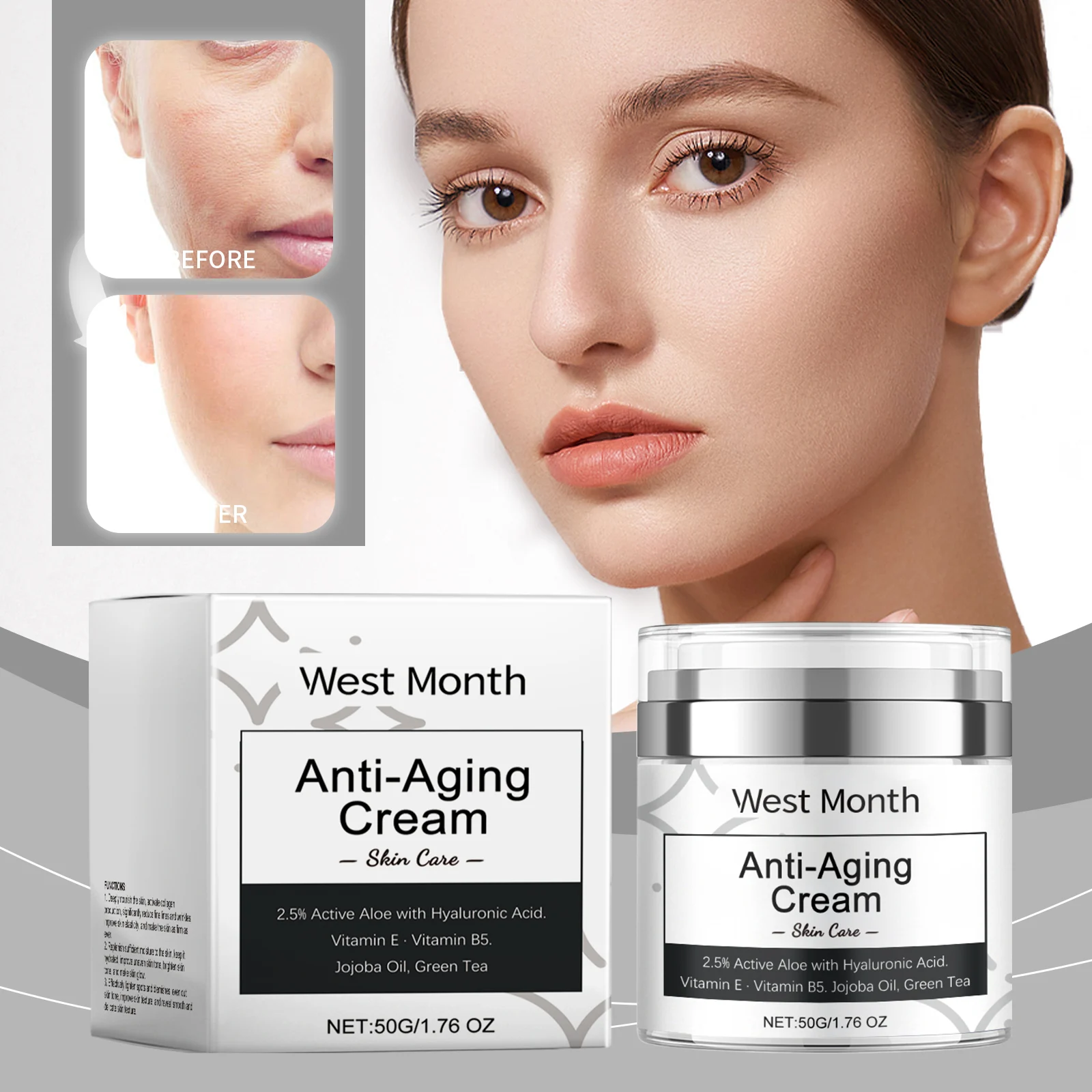 West Month Anti-Aging Cream with Hyaluronic Acid & Vitamin E - Hydrating & Firming Moisturizer 2 anti aging moisturizing cream wes wtuss8gg desc 2