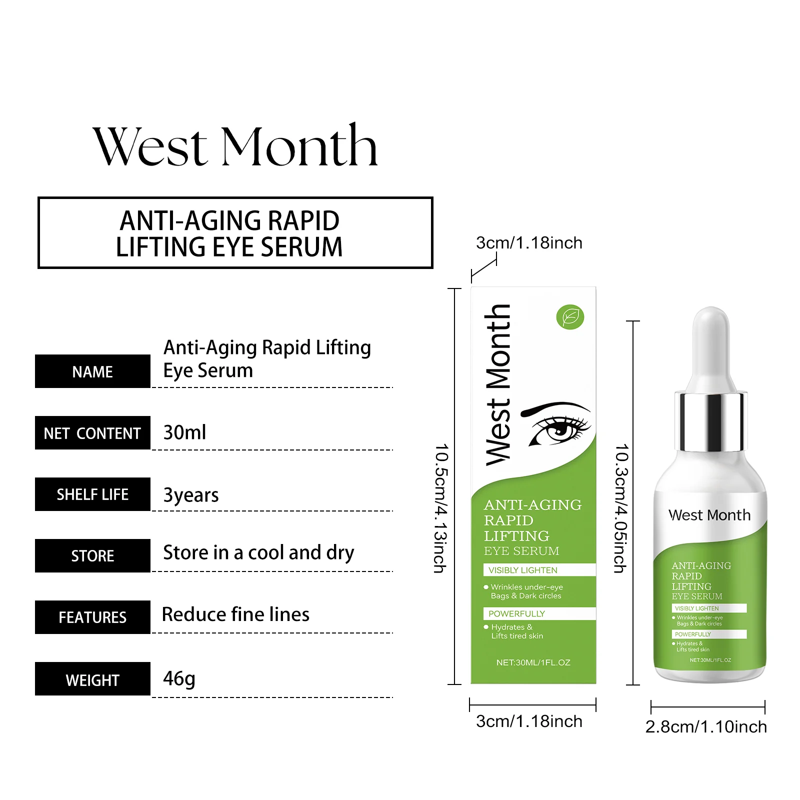 Anti-Aging Eye Serum 30ml with Hyaluronic Acid & Collagen for Wrinkles & Dark Circles 1 anti aging rapid lifting eye serum 30ml wes 8msx9y4d desc 1