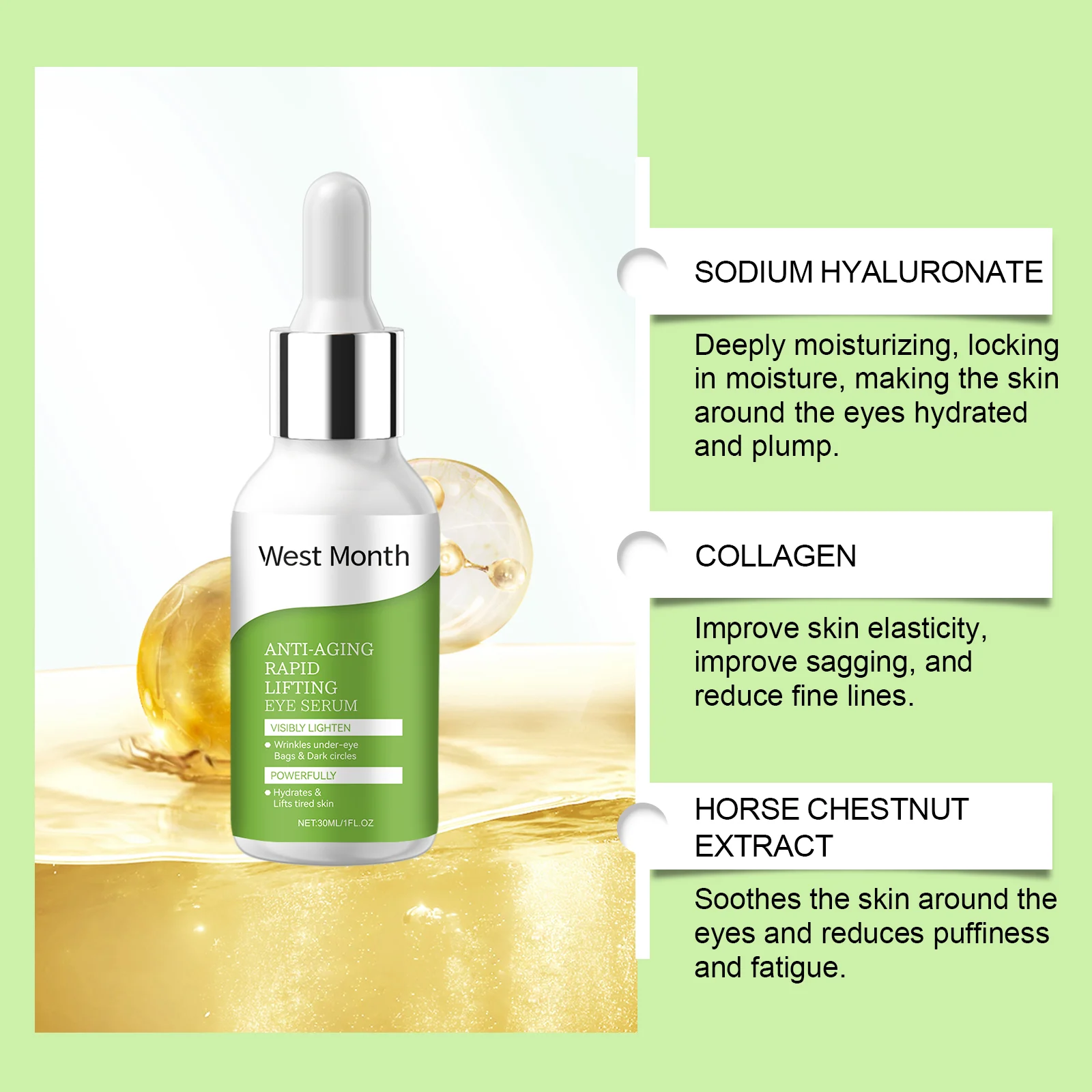 Anti-Aging Eye Serum 30ml with Hyaluronic Acid & Collagen for Wrinkles & Dark Circles 5 anti aging rapid lifting eye serum 30ml wes 8msx9y4d desc 5