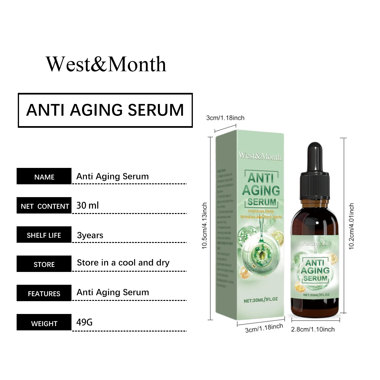 West Month Anti-Aging Serum for Wrinkles and Dark Spots with Hyaluronic Acid 1 anti aging serum wes qtjsr22a desc 1