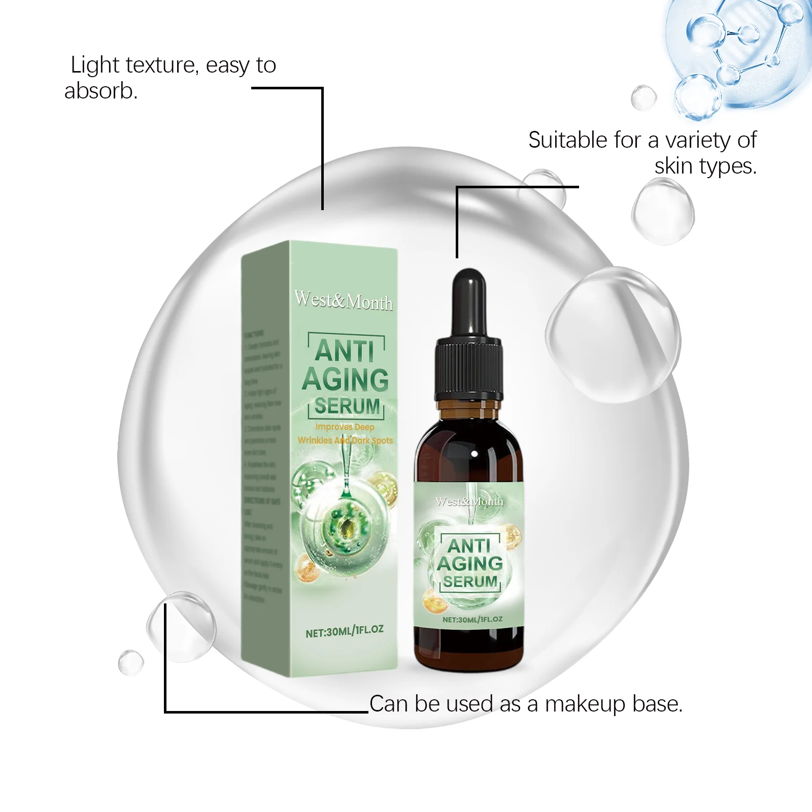 West Month Anti-Aging Serum for Wrinkles and Dark Spots with Hyaluronic Acid 6 anti aging serum wes qtjsr22a desc 6