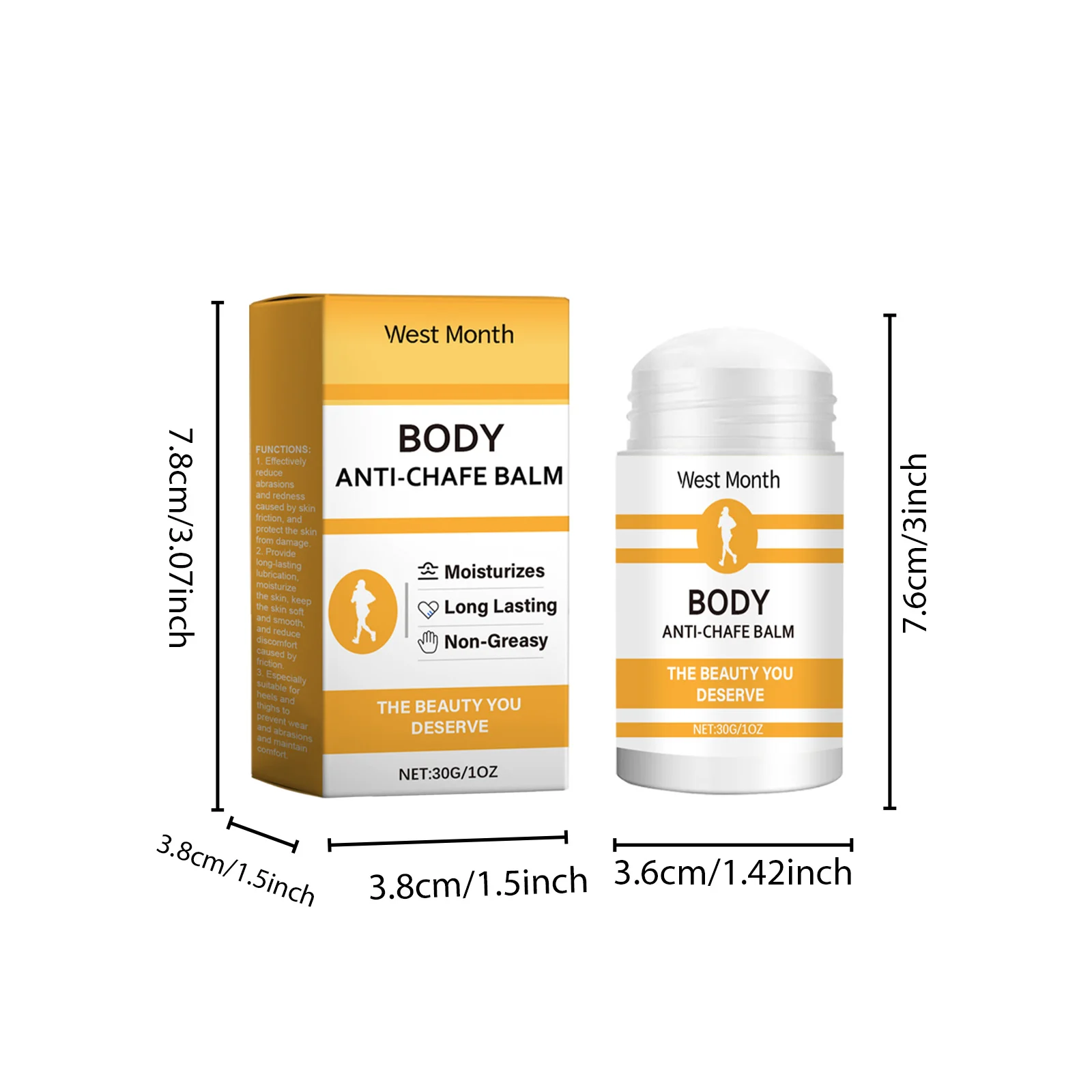 West Month Anti-Chafe Balm Skin Repair Stick for Body, Friction Protection & Moisturizing 1 anti chafe balm skin repair stick wes xmhyezky desc 1