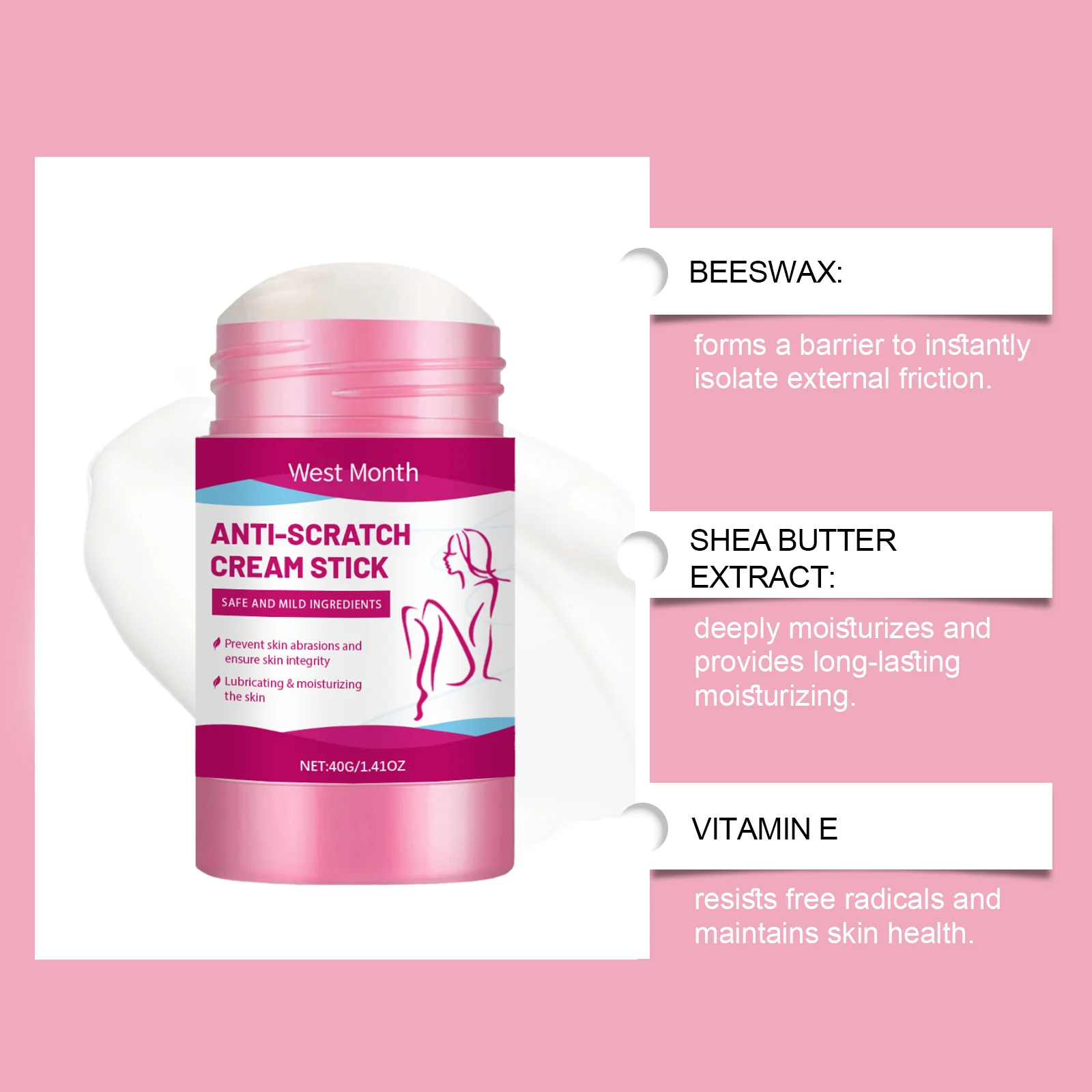 Anti-Friction Body Cream Stick 40g for Skin Protection and Moisturizing 8 anti friction body cream stick 40g wes rhf4evbm desc 8
