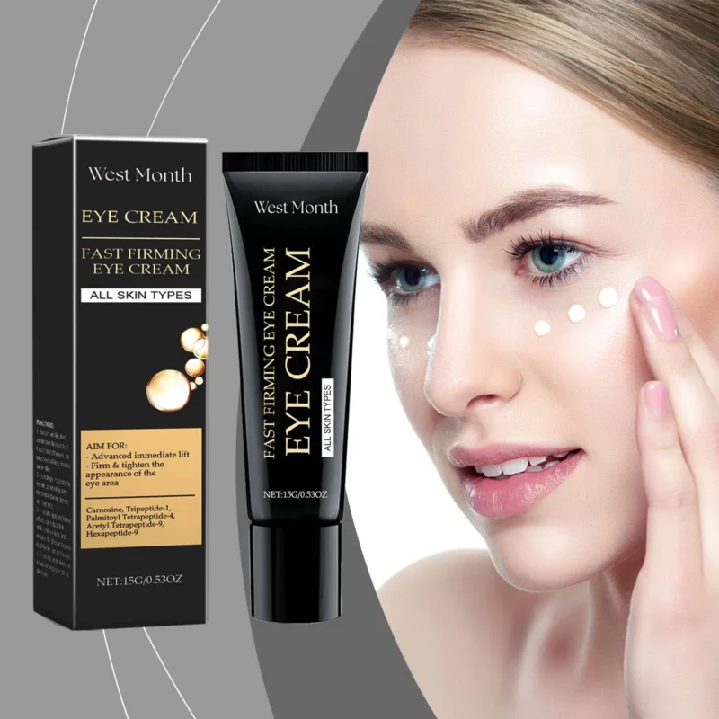 West Month Firming Anti-Wrinkle Eye Cream in a sleek tube for reducing dark circles and fine lines