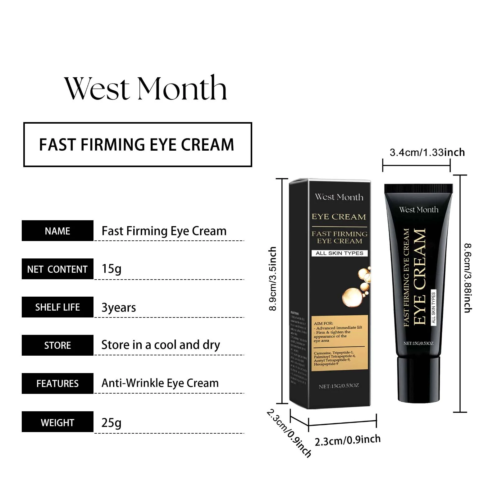 Anti-Wrinkle Eye Cream Firming Tightening 15g for Dark Circles & Fine Lines 1 anti wrinkle eye cream firming tightening 15g wes x2whdq27 desc 1
