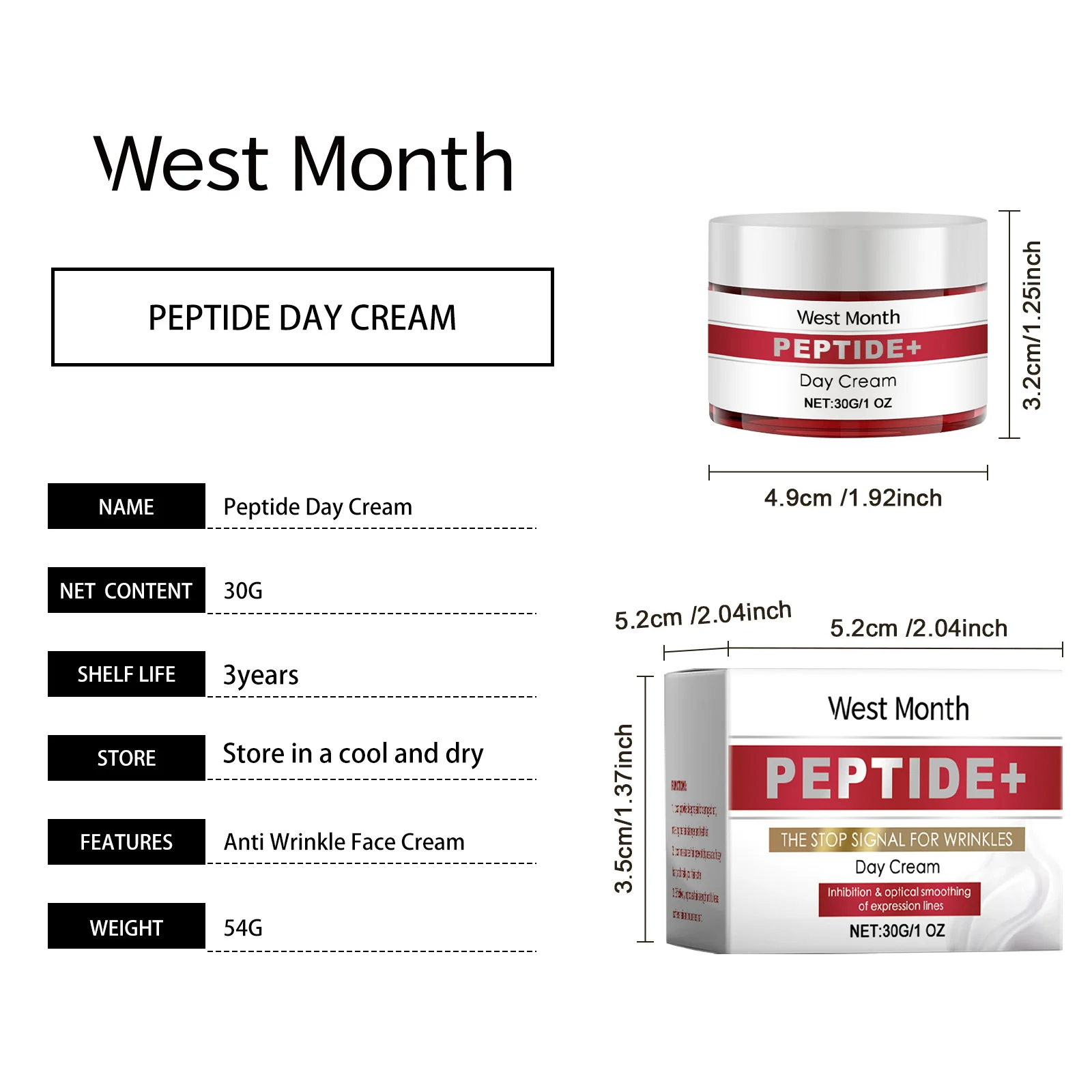 West Month Peptide+ Anti-Wrinkle Day Cream Deeply Moisturizing & Smoothing 1 anti wrinkle face cream wes z352nyqf desc 1