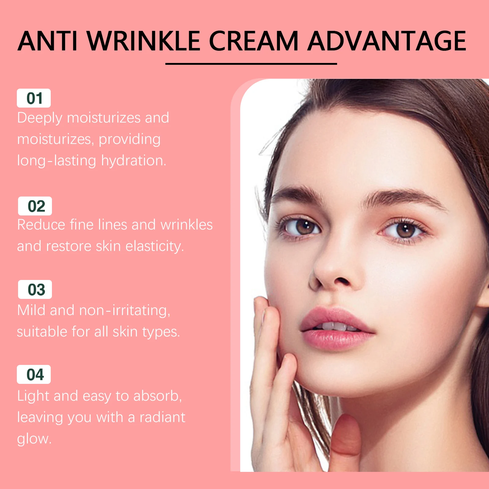 Anti Wrinkle Cream Firming & Brightening Facial Moisturizer with Plant Squalane & Hyaluronic Acid 50g 5 anti wrinkle firming brightening facial moisturizer plant squalane 50g wes vjaz3ua3 desc 5