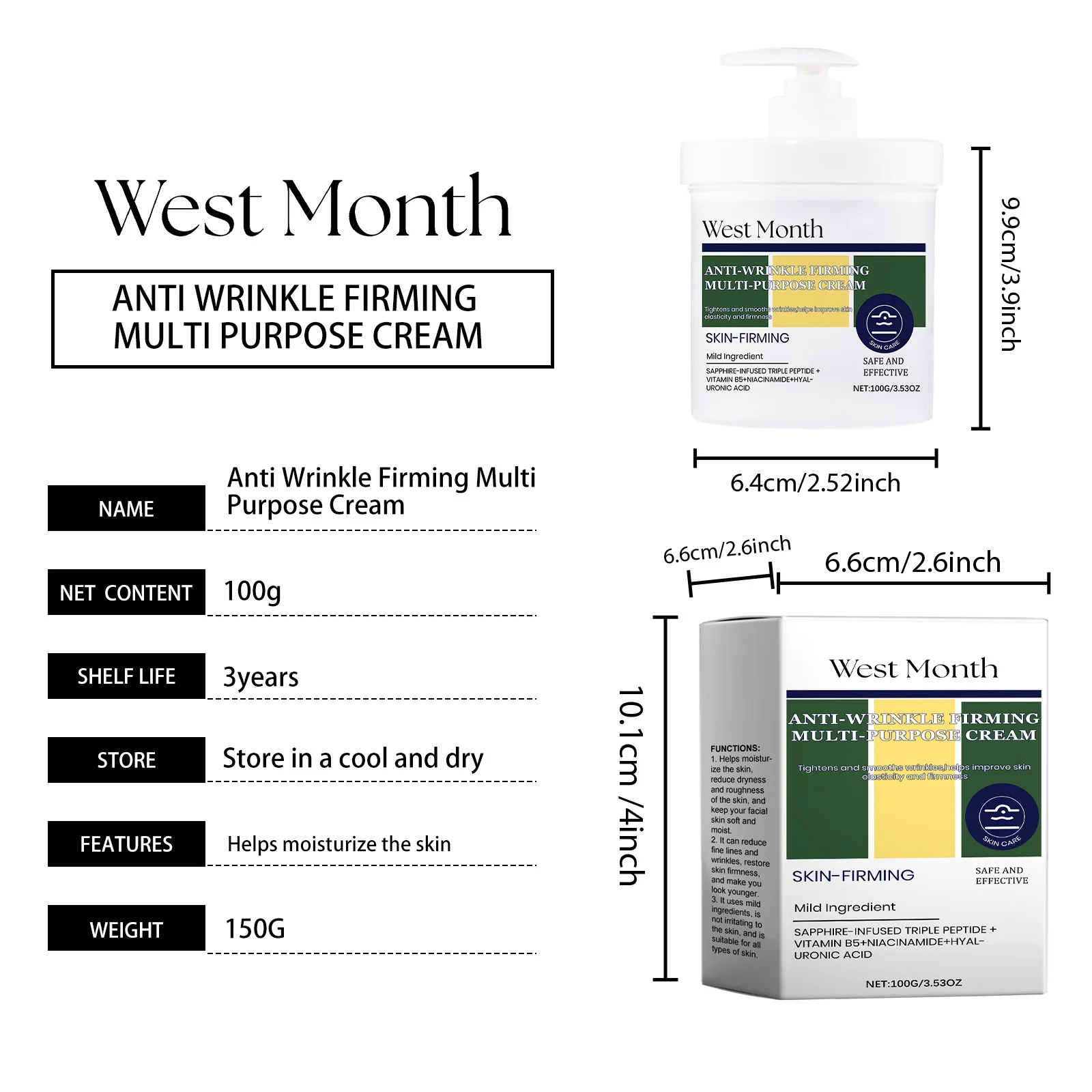 Anti Wrinkle Firming Cream Deep Moisturizing Anti-Aging Face Cream with Peptides 100g 1 anti wrinkle firming cream deep moisturizing peptide face cream 100g wes r9qqaweg desc 1