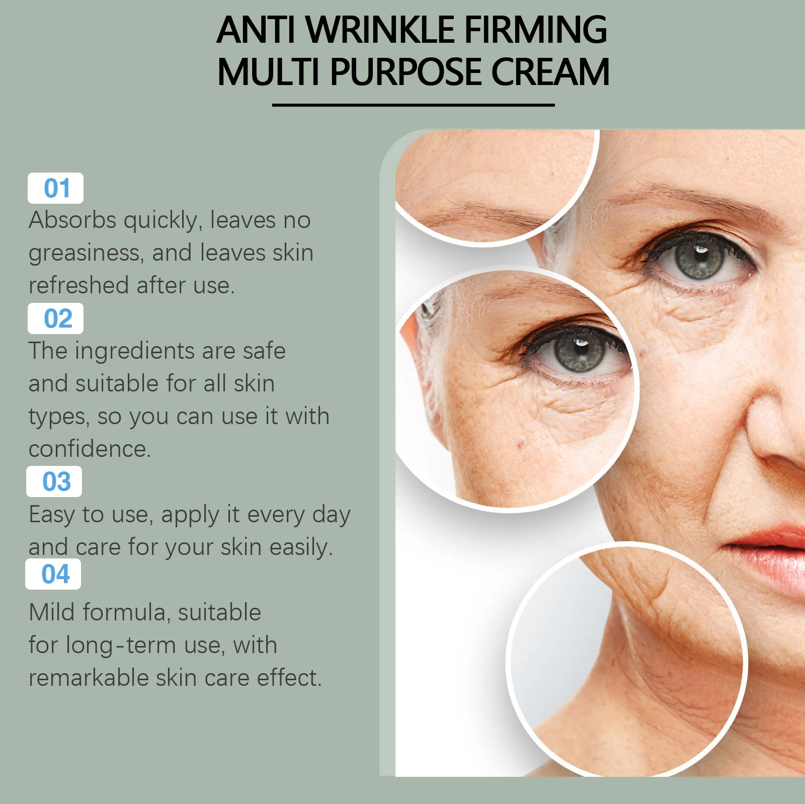 Anti Wrinkle Firming Cream Deep Moisturizing Anti-Aging Face Cream with Peptides 100g 5 anti wrinkle firming cream deep moisturizing peptide face cream 100g wes r9qqaweg desc 5