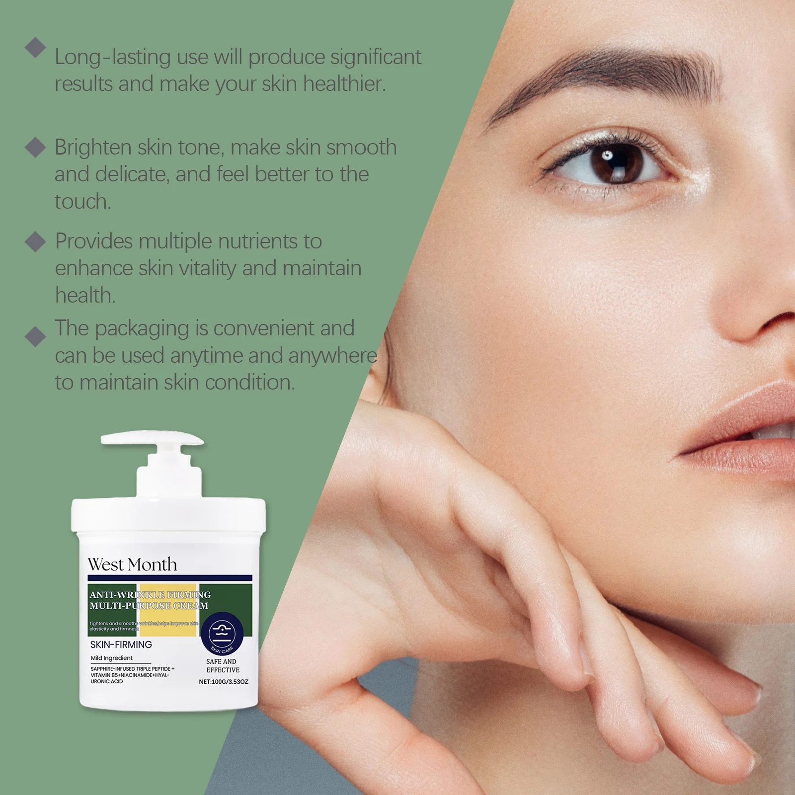 Anti Wrinkle Firming Cream Deep Moisturizing Anti-Aging Face Cream with Peptides 100g 8 anti wrinkle firming cream deep moisturizing peptide face cream 100g wes r9qqaweg desc 8