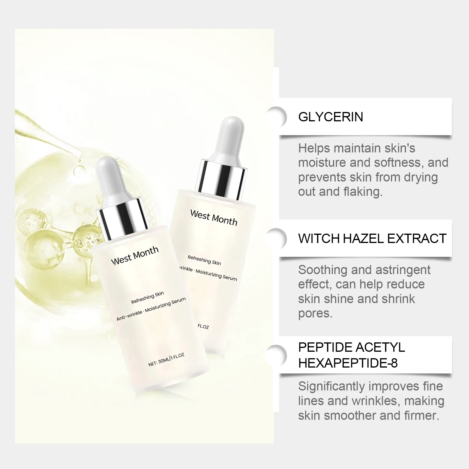 Anti-Wrinkle Moisturizing Serum 30ml for Hydration, Firming, and Fine Line Reduction 8 anti wrinkle moisturizing serum 30ml wes rqrmpq8y desc 8