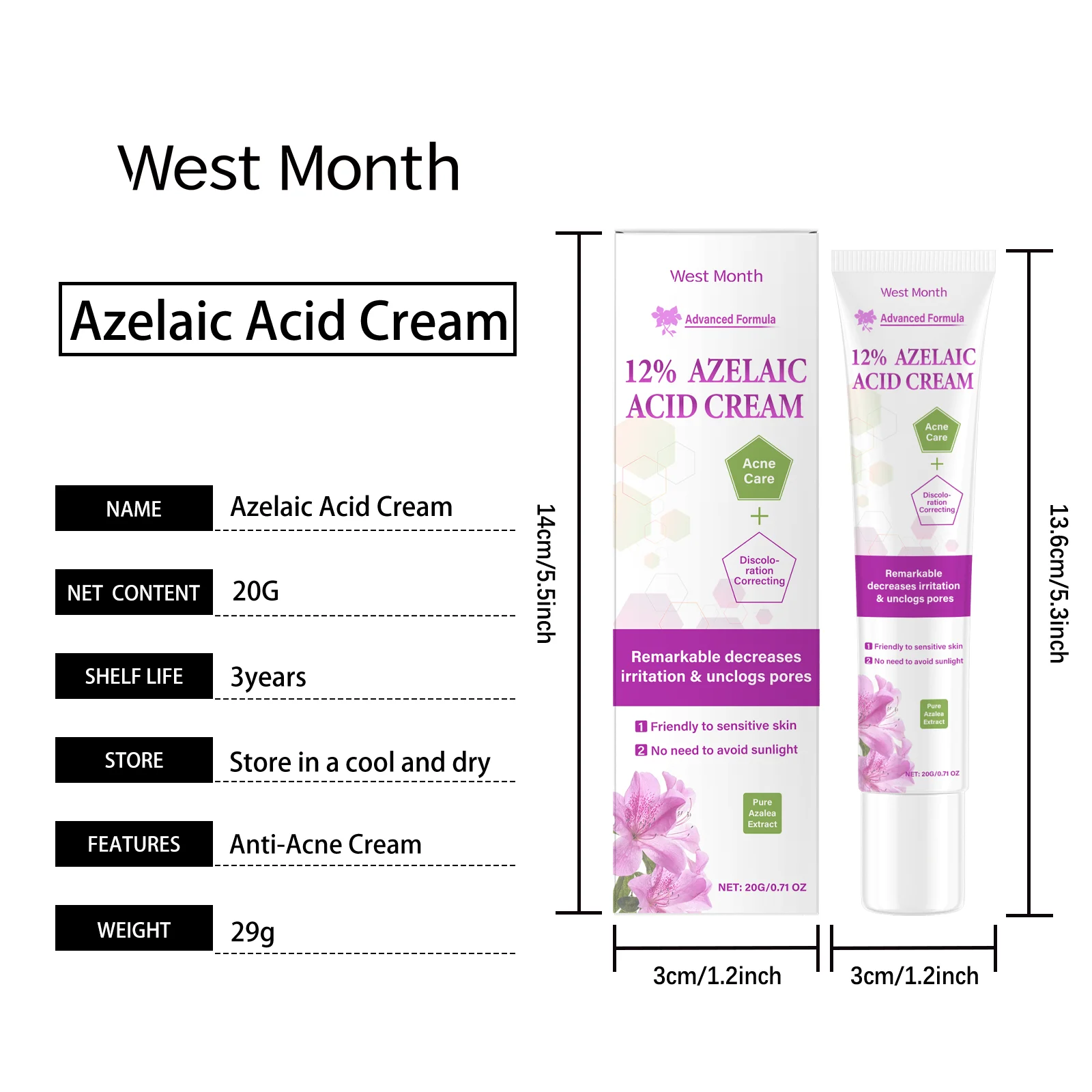 Azelaic Acid Cream 20g Gentle Acne Treatment for Clear, Smooth Skin 1 azelaic acid cream 20g acne treatment wes xwfav4ux desc 1