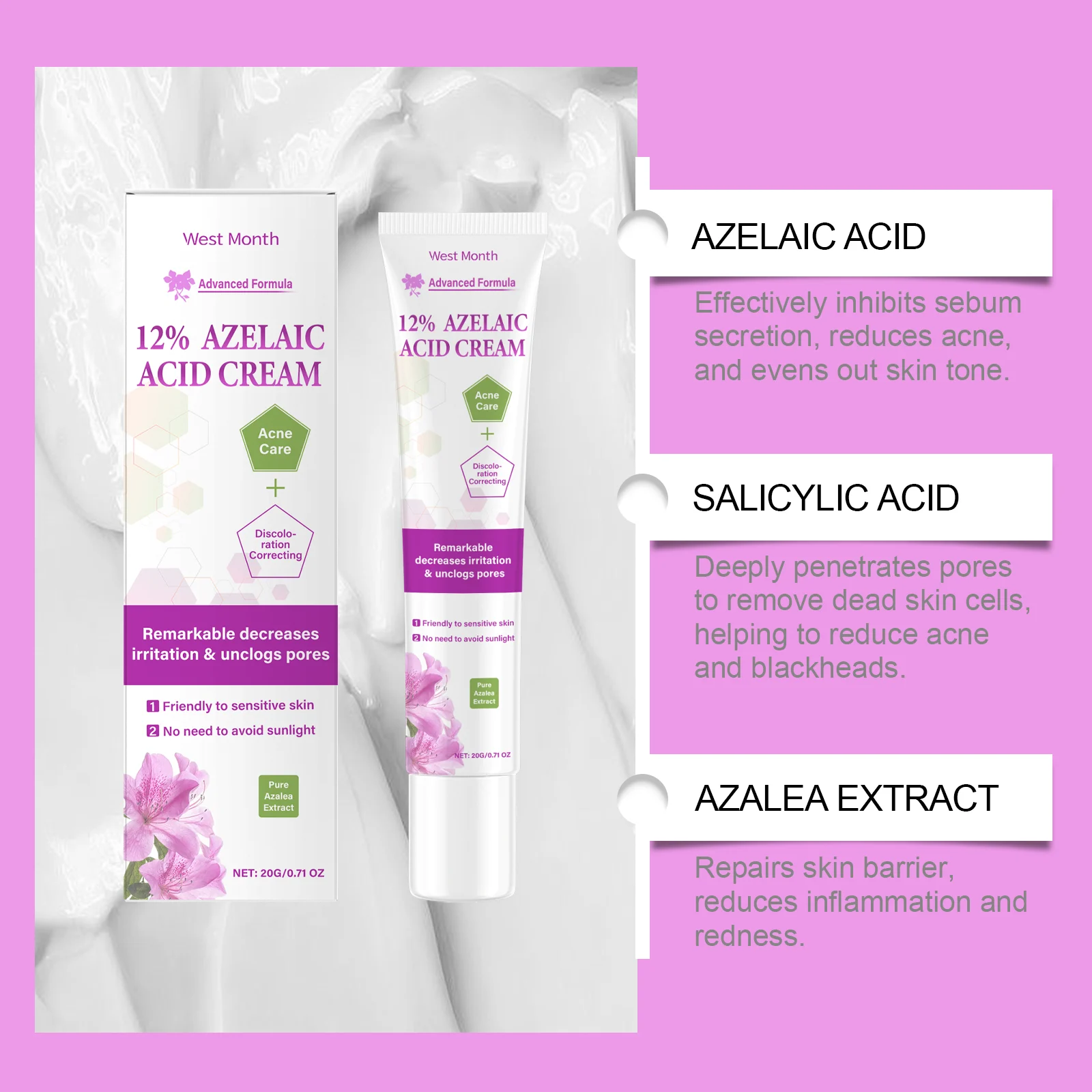 Azelaic Acid Cream 20g Gentle Acne Treatment for Clear, Smooth Skin 5 azelaic acid cream 20g acne treatment wes xwfav4ux desc 5