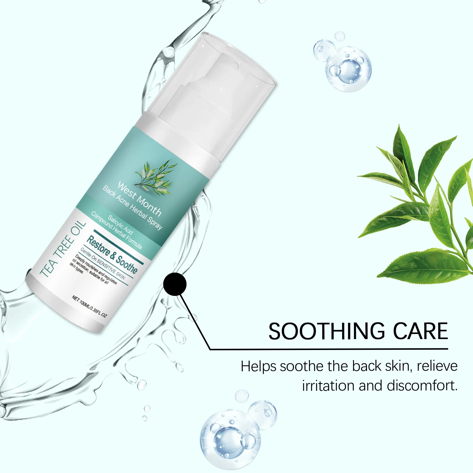 Back Acne Herbal Spray 100ml with Tea Tree Oil for Deep Cleansing & Oil Regulation 8 back acne herbal spray 100ml tea tree oil wes drhxyx28 desc 8