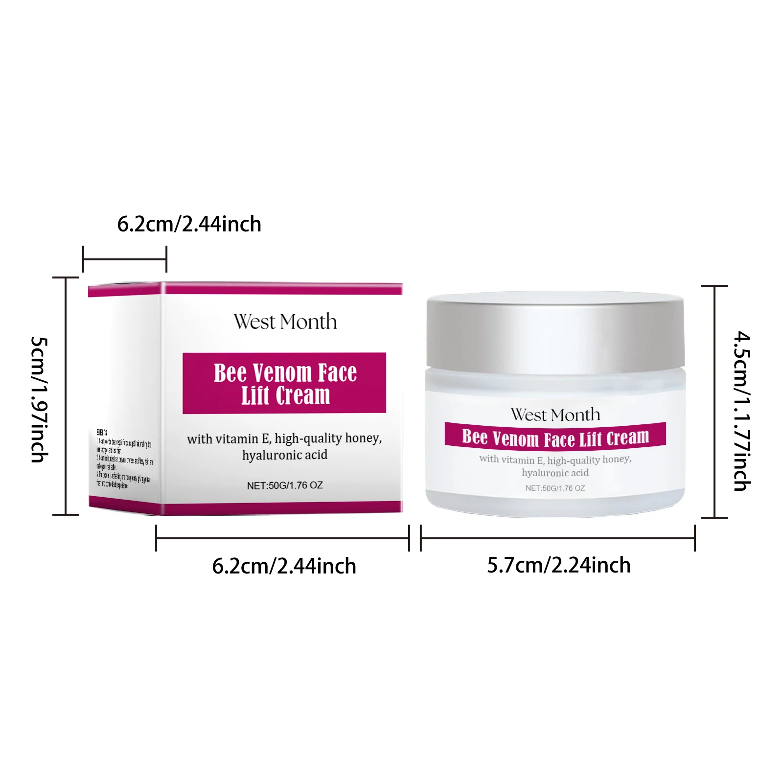West Month Bee Venom Face Lift Cream with Vitamin E & Hyaluronic Acid 1 bee venom face lift cream wes acbzmetg desc 1