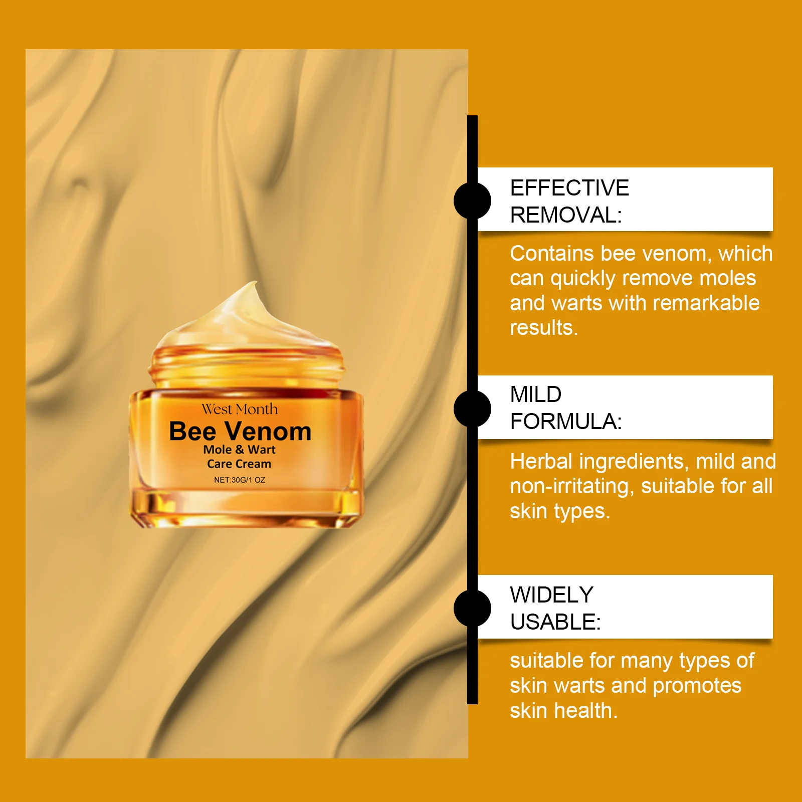 Bee Venom Mole & Wart Removal Cream 30g for Smooth Skin & Painless Treatment 8 bee venom mole wart removal cream 30g wes 4u6xyjcx desc 8