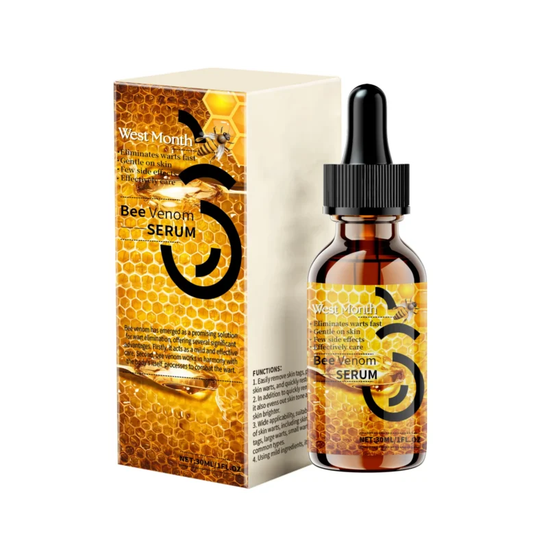 West Month Bee Venom Skin Treatment Serum in a sleek bottle for fast wart and skin tag removal