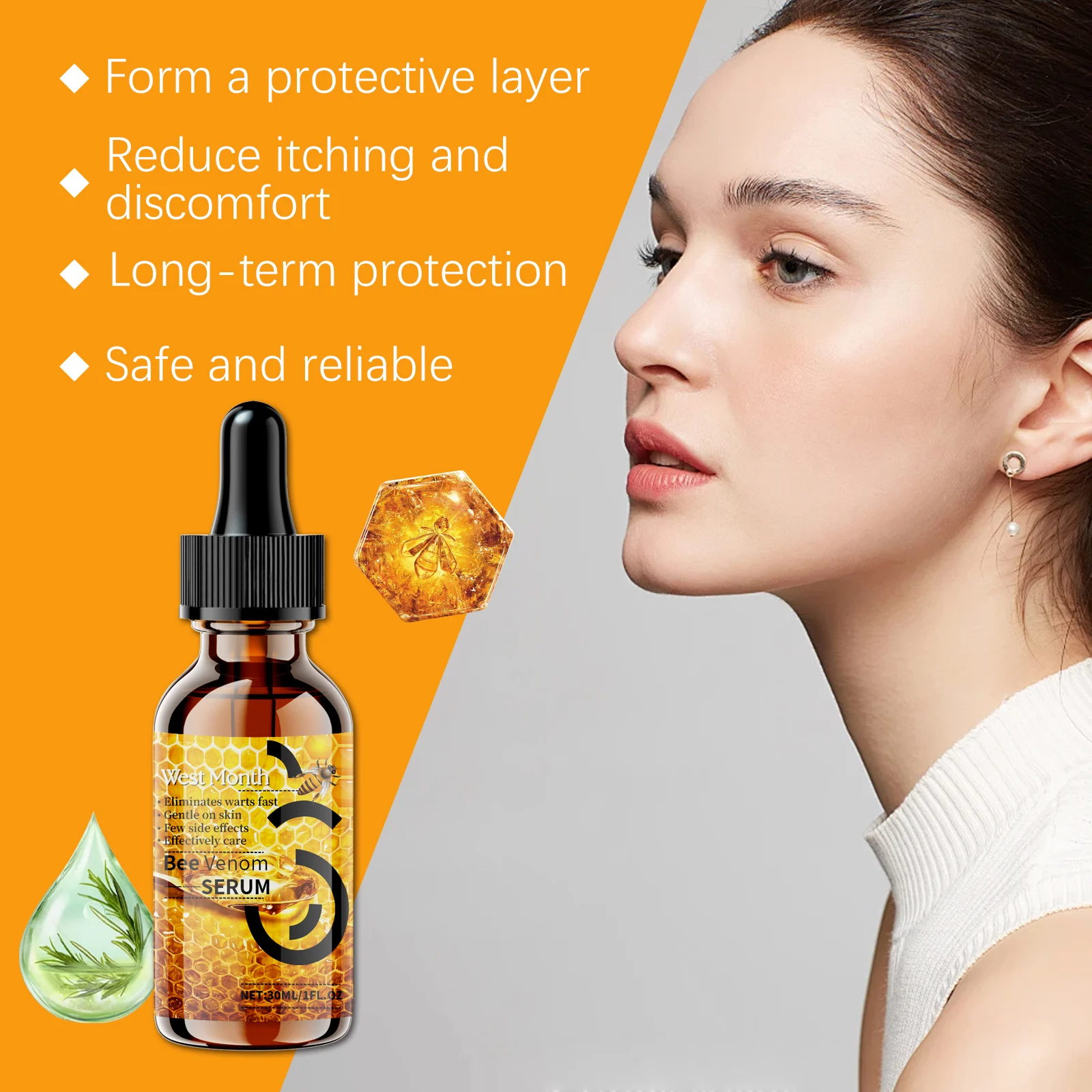 Bee Venom Skin Serum 30ml for Wart & Skin Tag Removal, Evens Skin Tone 7 bee venom skin serum 30ml wart removal wes st9avt8c desc 7