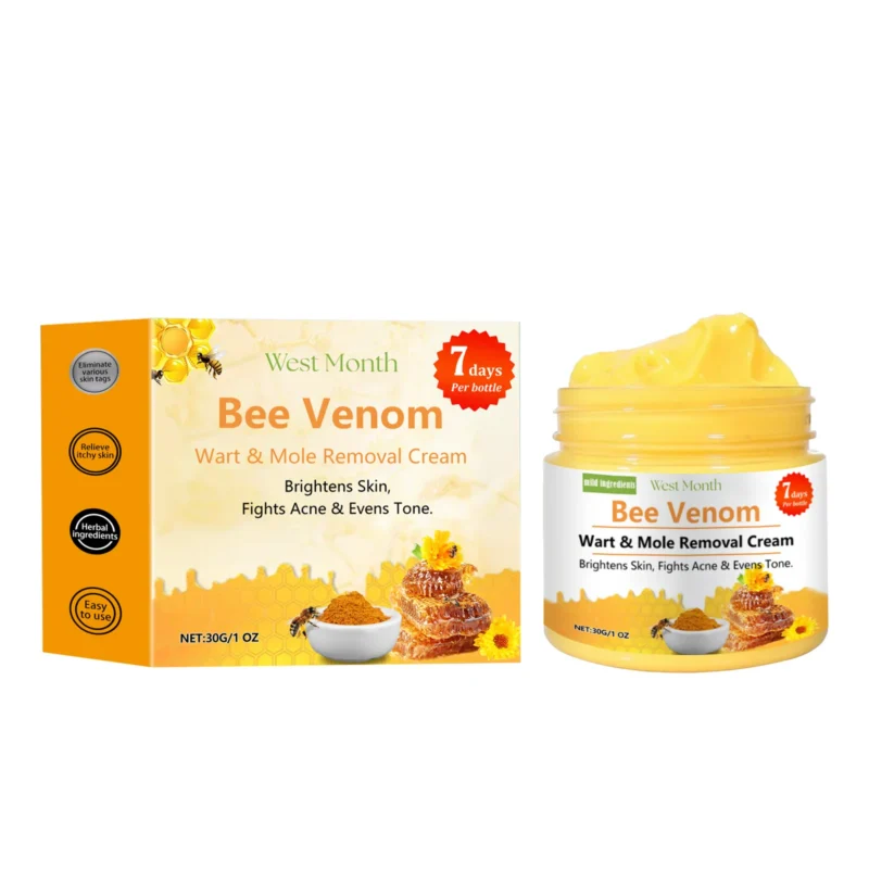 West Month Bee Venom Wart & Mole Removal Cream in a 30g jar for smooth skin