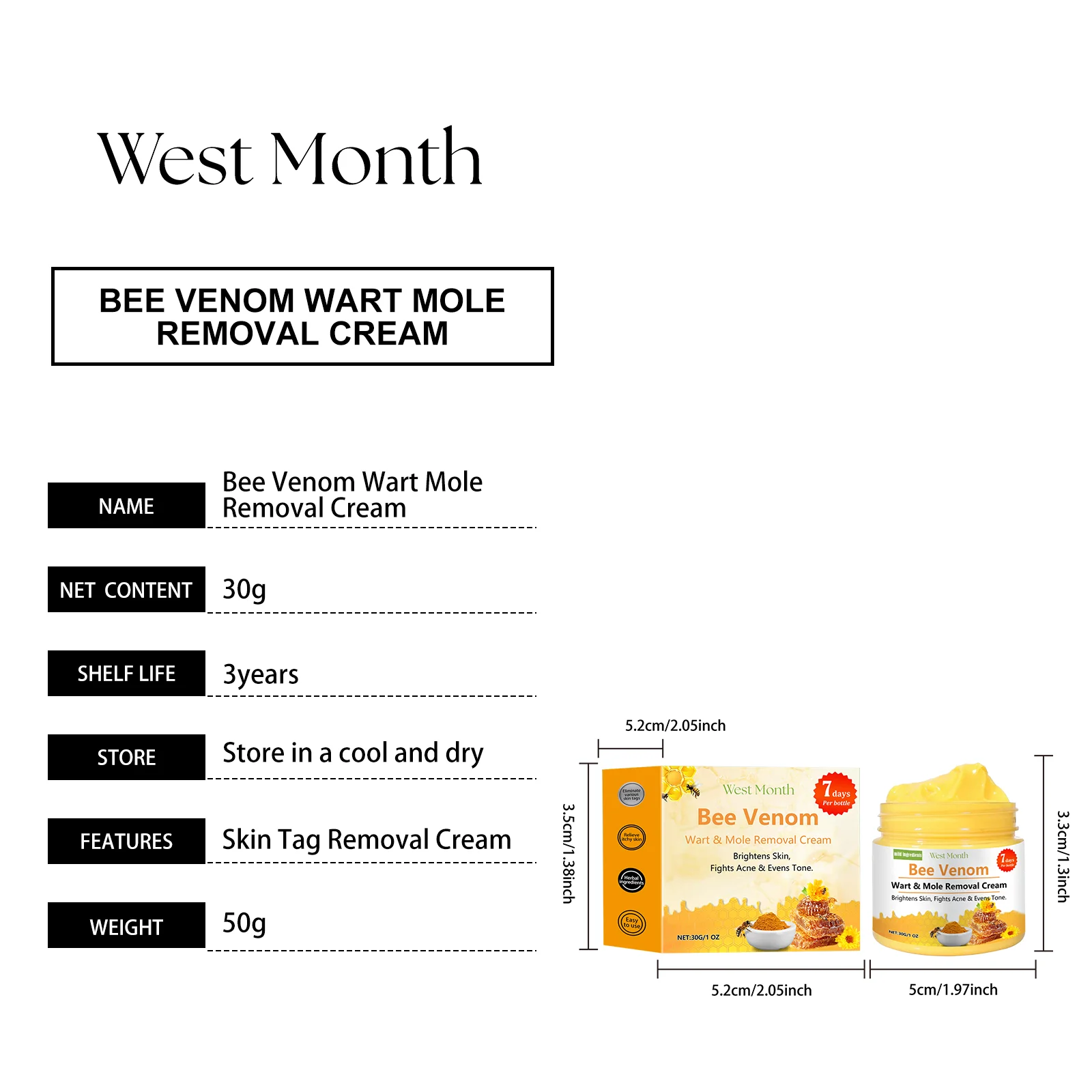 Bee Venom Wart & Mole Removal Cream Smooth Skin Texture Wart Care Treatment 30g 1 bee venom wart mole removal cream 30g wes jrrt7rw2 desc 1