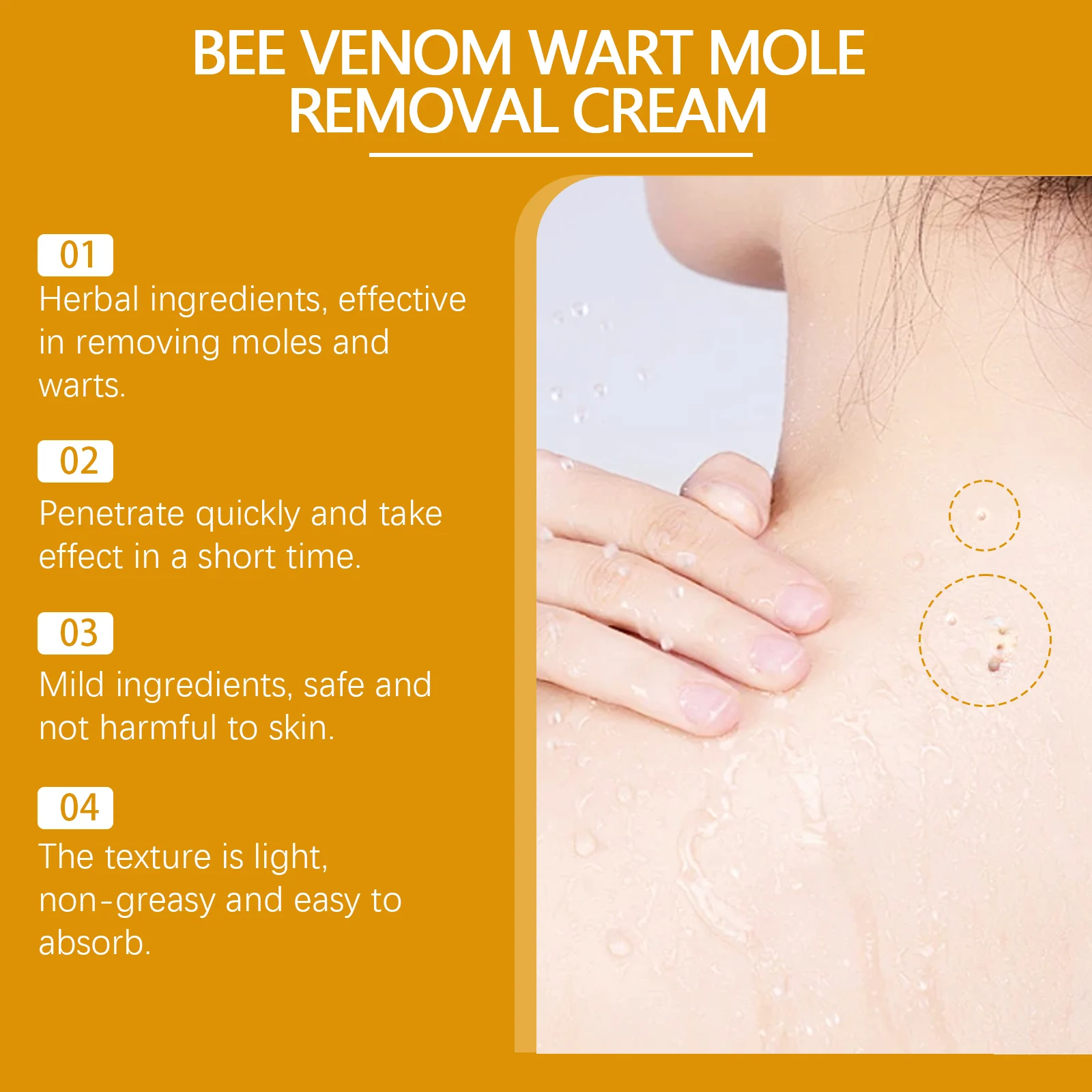 Bee Venom Wart & Mole Removal Cream Smooth Skin Texture Wart Care Treatment 30g 7 bee venom wart mole removal cream 30g wes jrrt7rw2 desc 7