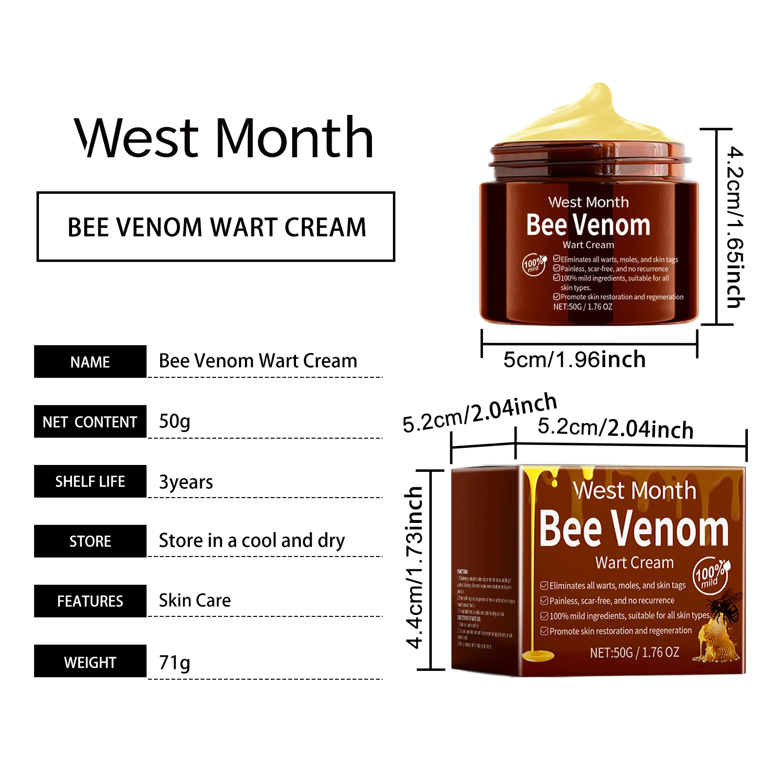 Bee Venom Wart Removal Cream Skin Tag Mole Remover Treatment 50g 1 bee venom wart removal cream skin tag mole remover treatment 50g wes ekdm2cvw desc 1