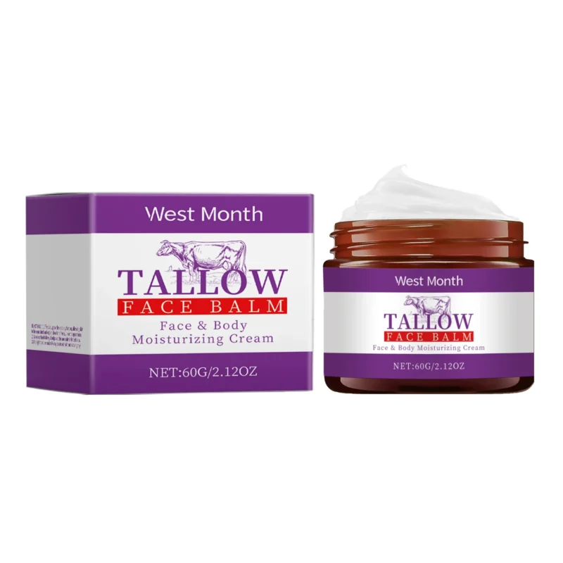 West Month Beef Tallow Moisturizing Cream for deep hydration and skin repair, packaged in a 60g jar.