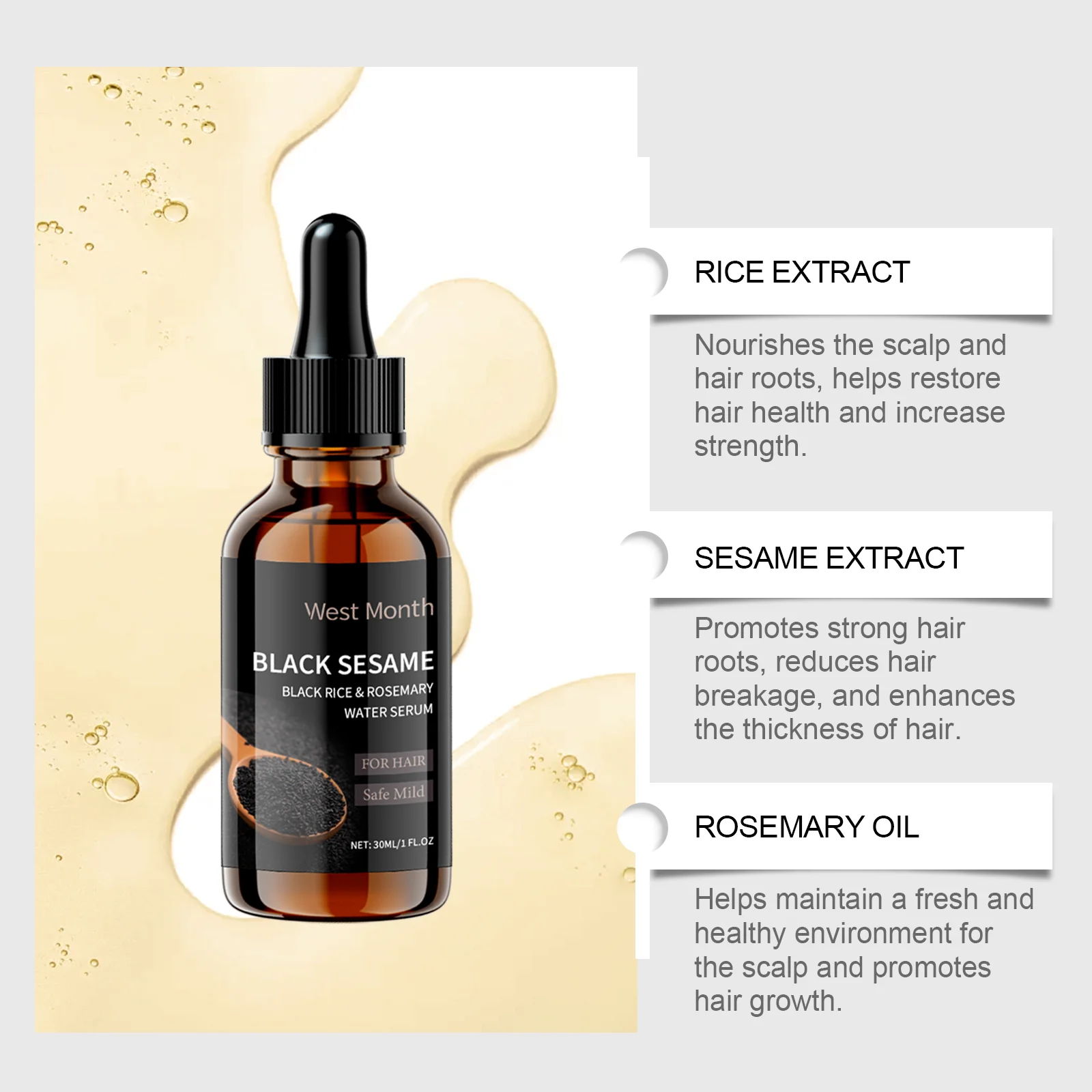 Black Sesame Hair Serum 30ml with Rosemary Oil & Vitamin E for Hair Growth & Repair 7 black sesame hair serum 30ml wes bb4fv6rg desc 7